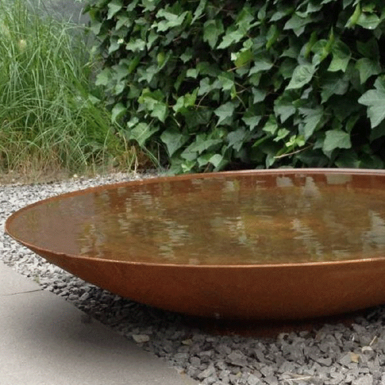 Fountain Waterbowl Outdoor Steel Shell Bowl Rusty Effect
