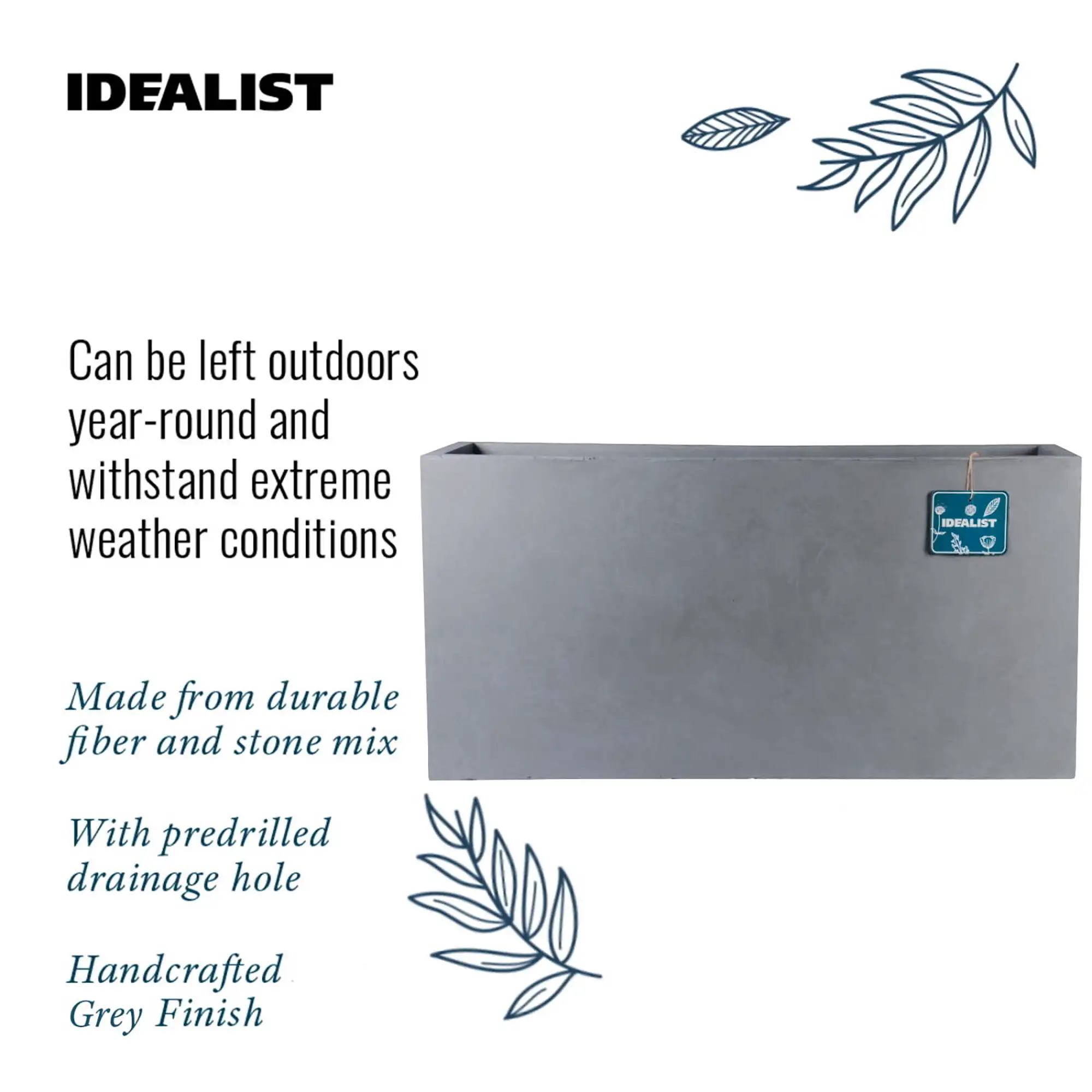 IDEALIST Lite Contemporary Light Concrete High Trough Planter