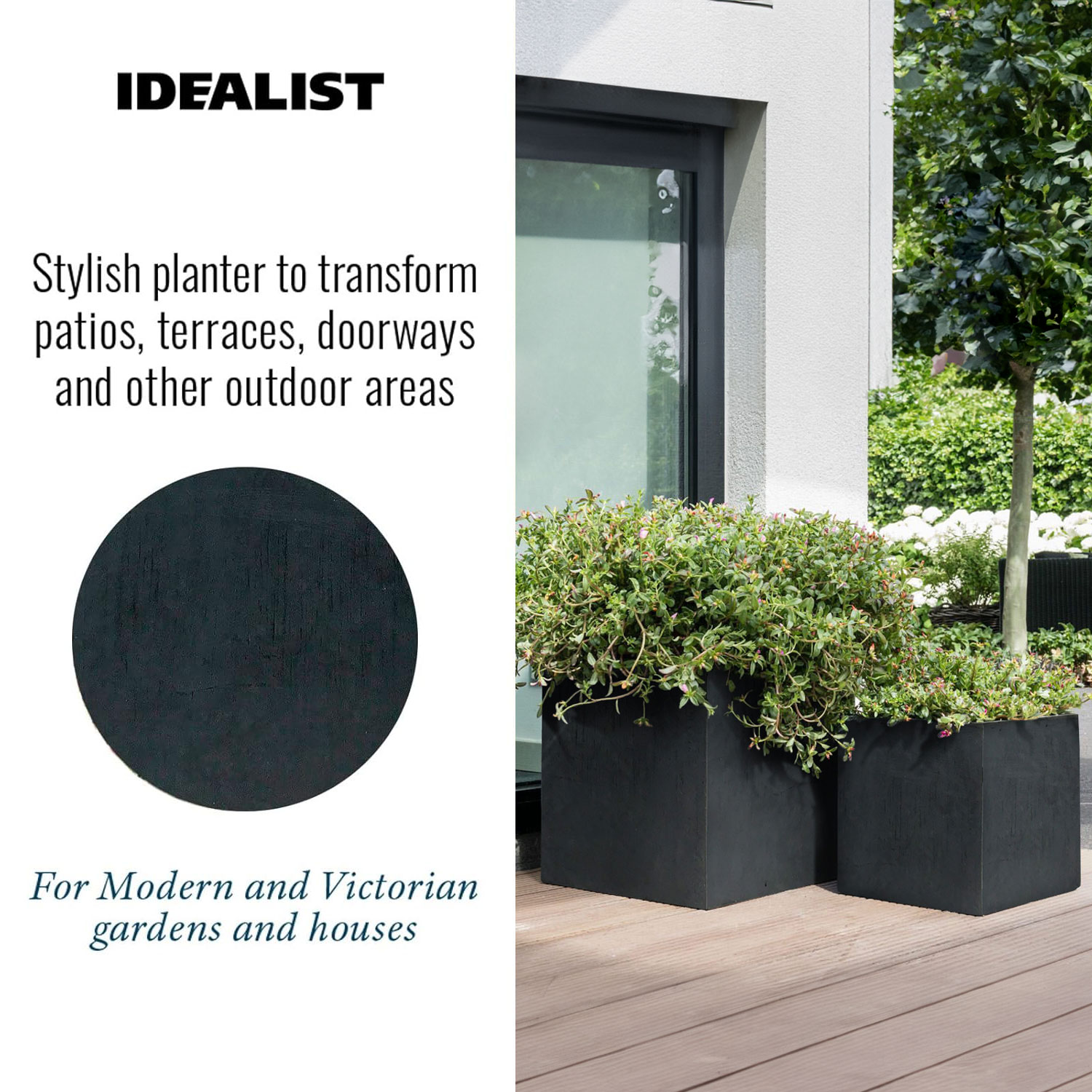 IDEALIST Lite Square Box Contemporary Light Concrete Planter