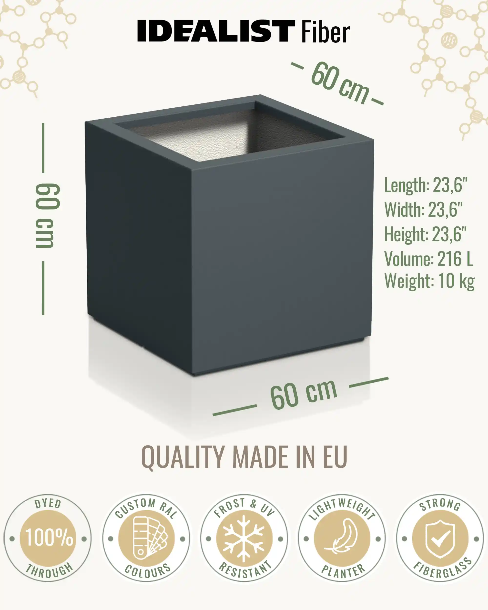 PURE Cube Outdoor Fiberglass Planter