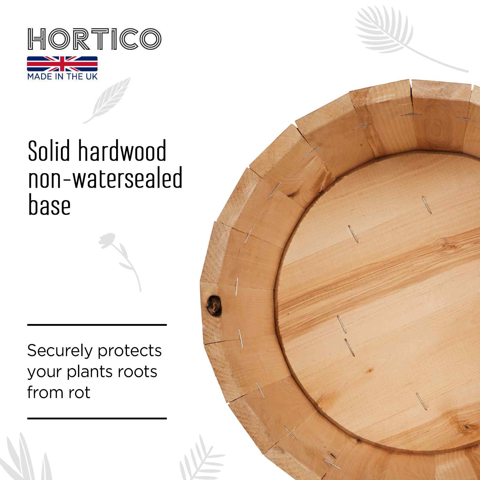Rustic European Birch Hardwood Round Tub Half Barrel Outdoor Planter Made in UK by HORTICO