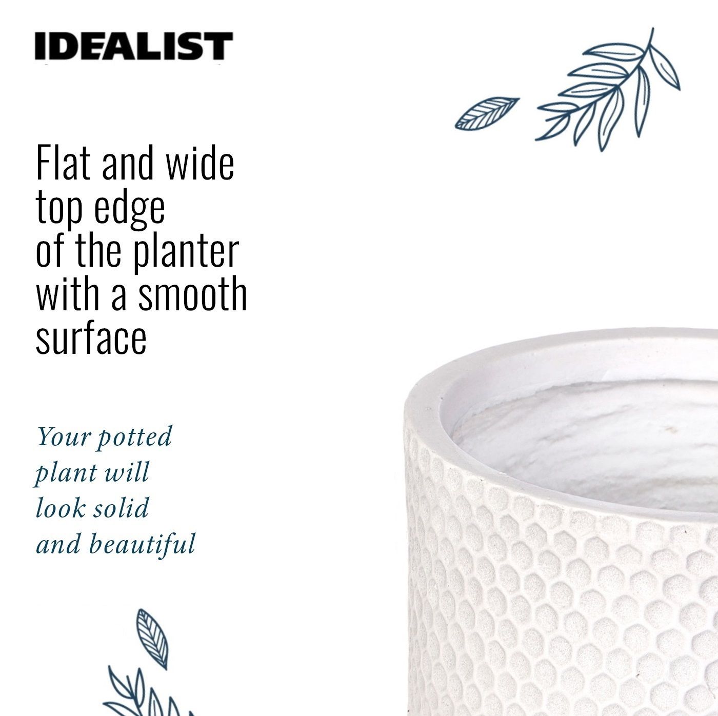 IDEALIST Lite Honeycomb Style Cylinder Planter on Legs, Round Pot Plant Stand Indoor