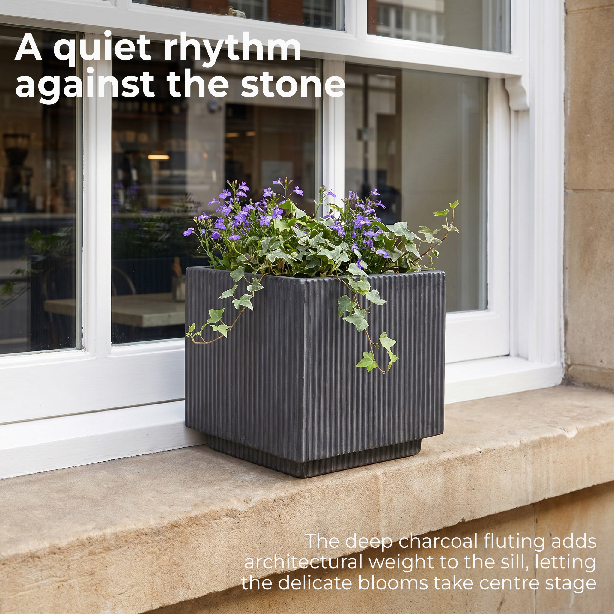 IDEALIST Lite Vertical Ribbed Square Effect Outdoor Planter
