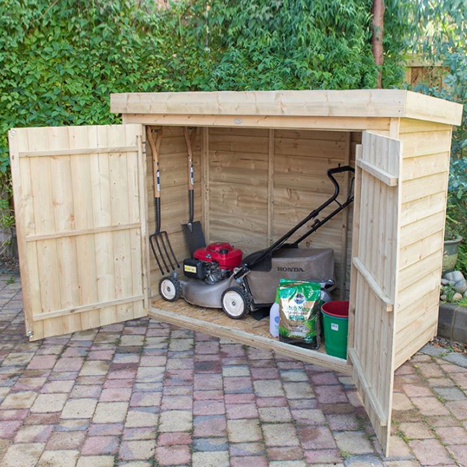 Installed Outdoor Pressure Treated Wooden Overlap Pent Outdoor Store by Forest Garden