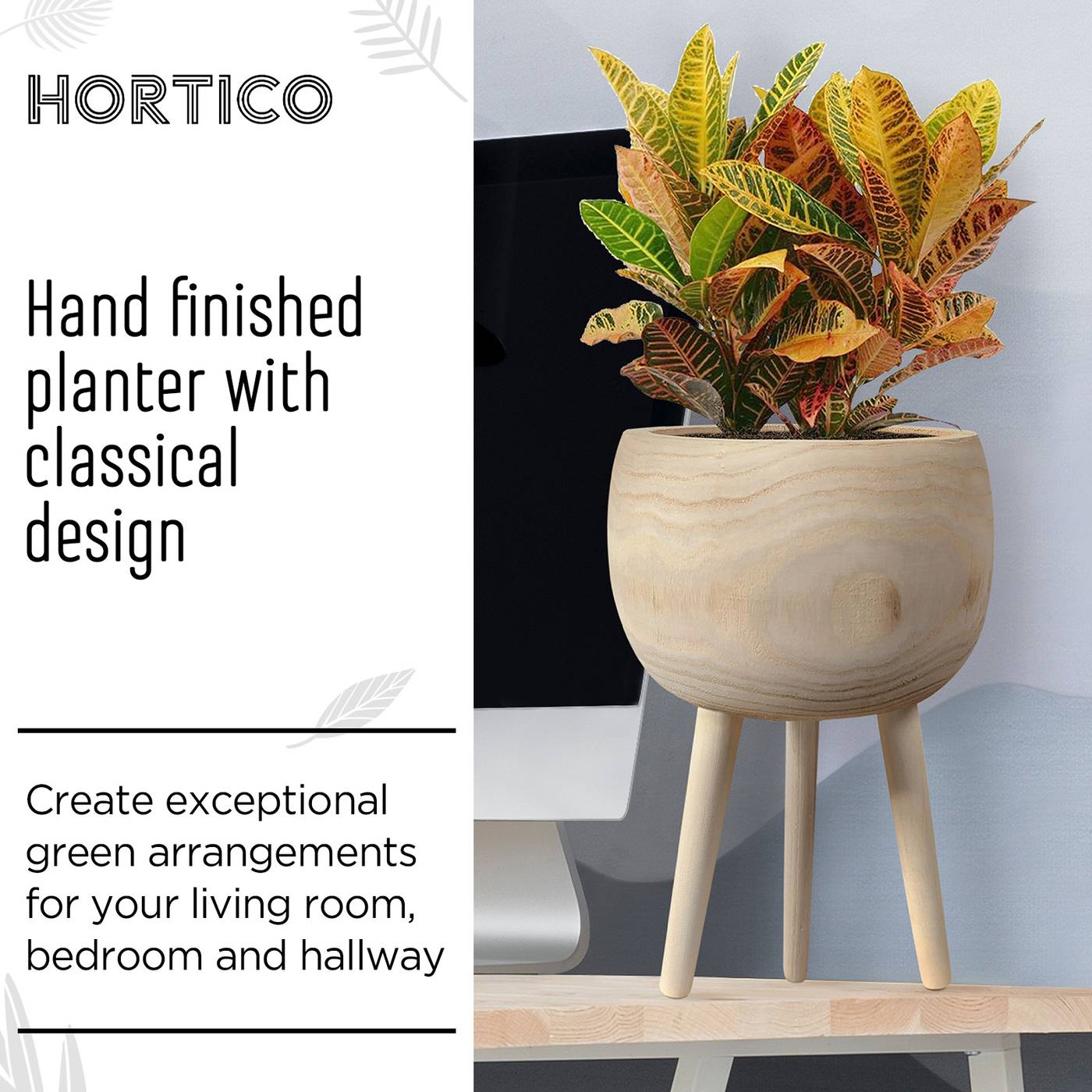 HORTICO TREND Wooden House Planter with Legs, Tall Indoor Plant Pot Stand with Waterproof Liner