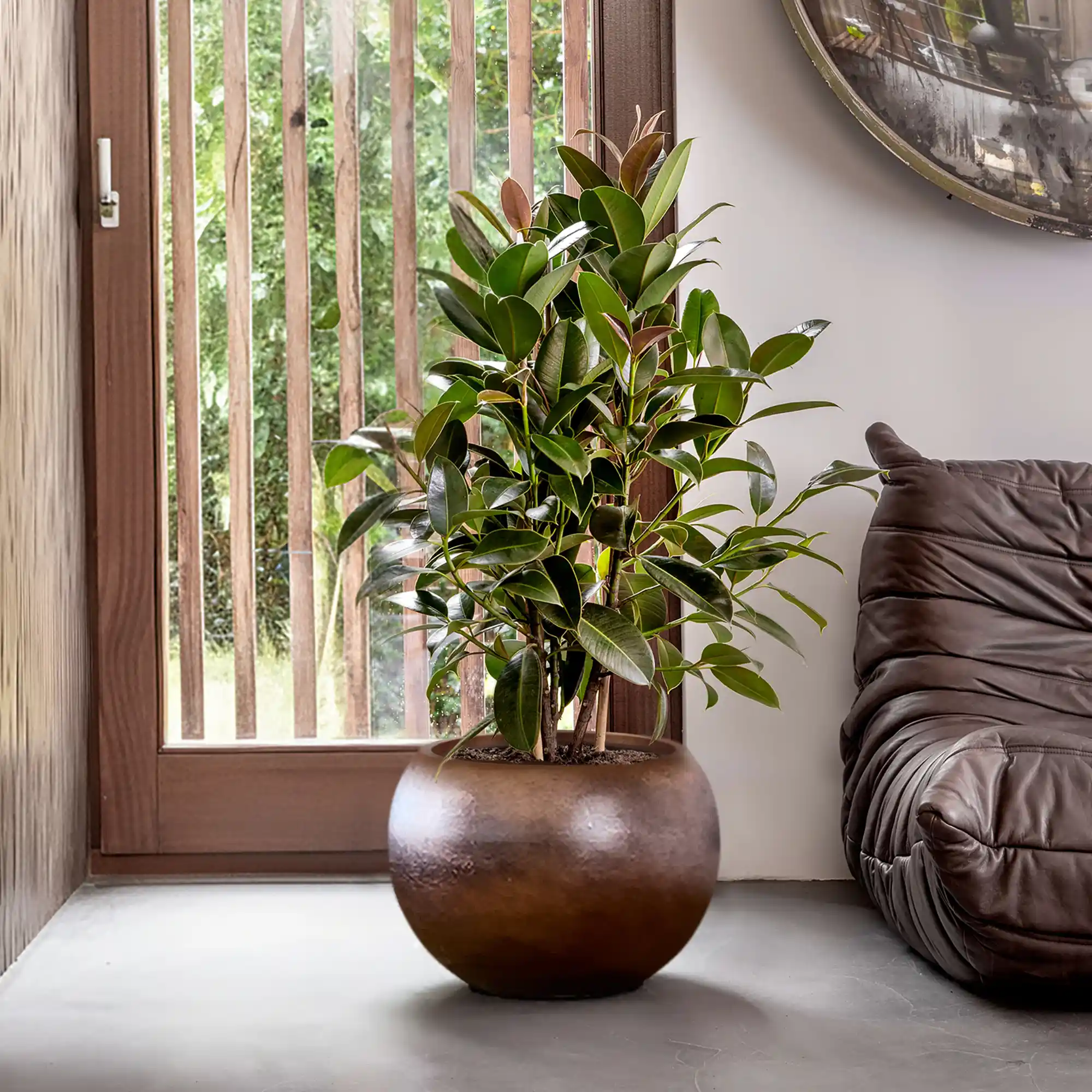 Metallic Couple Round Indoor Planter