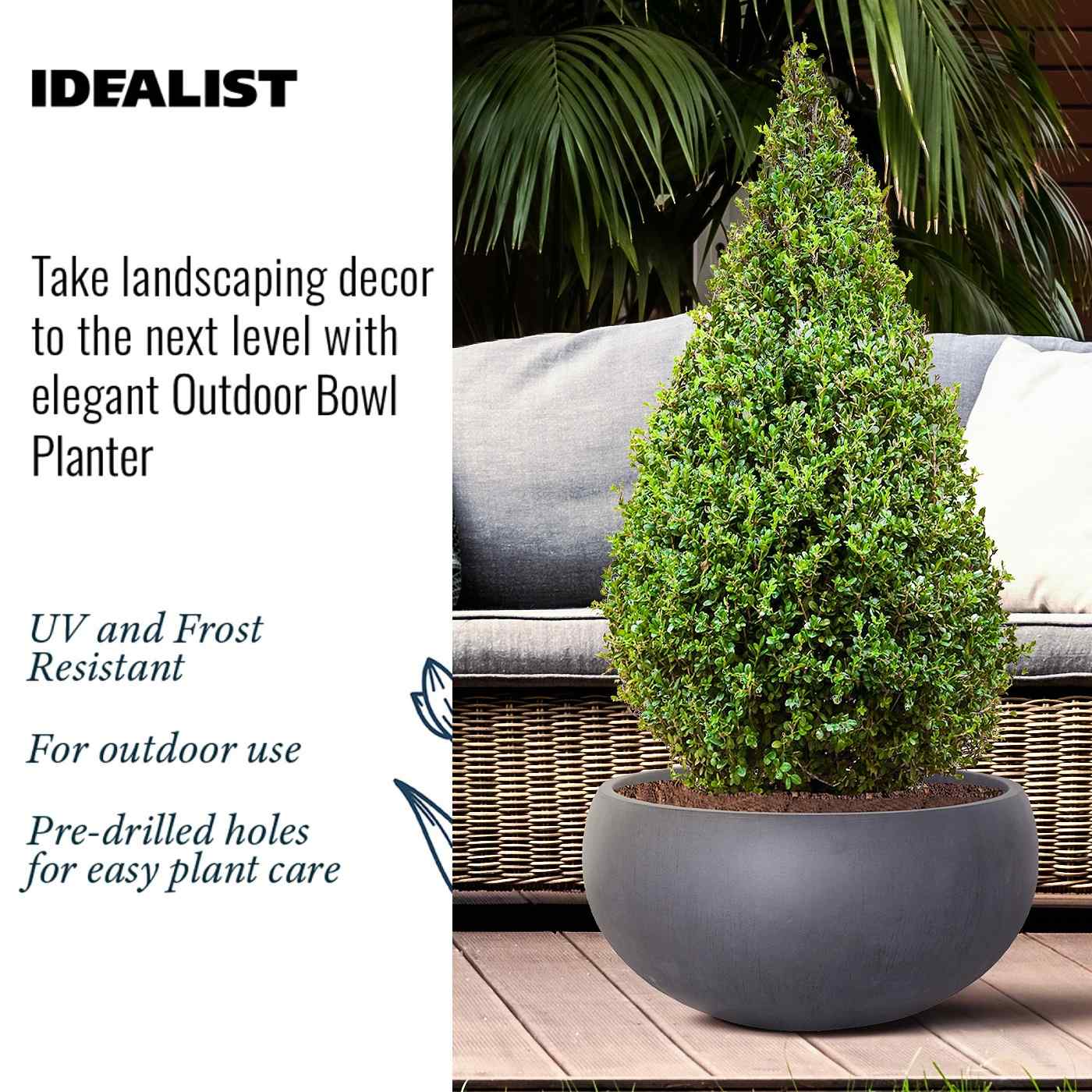 IDEALIST Lite Classic Smooth Bowl Outdoor Planter