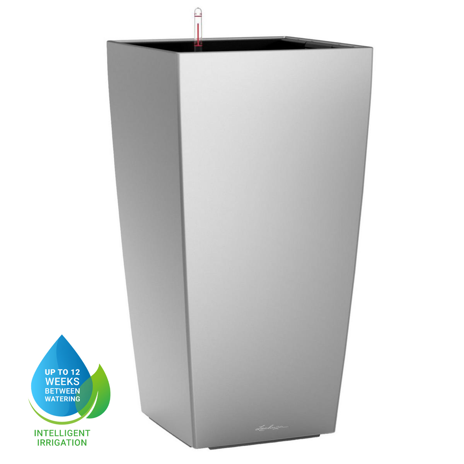 LECHUZA CUBICO Square Tall Poly Resin Self-watering Planter