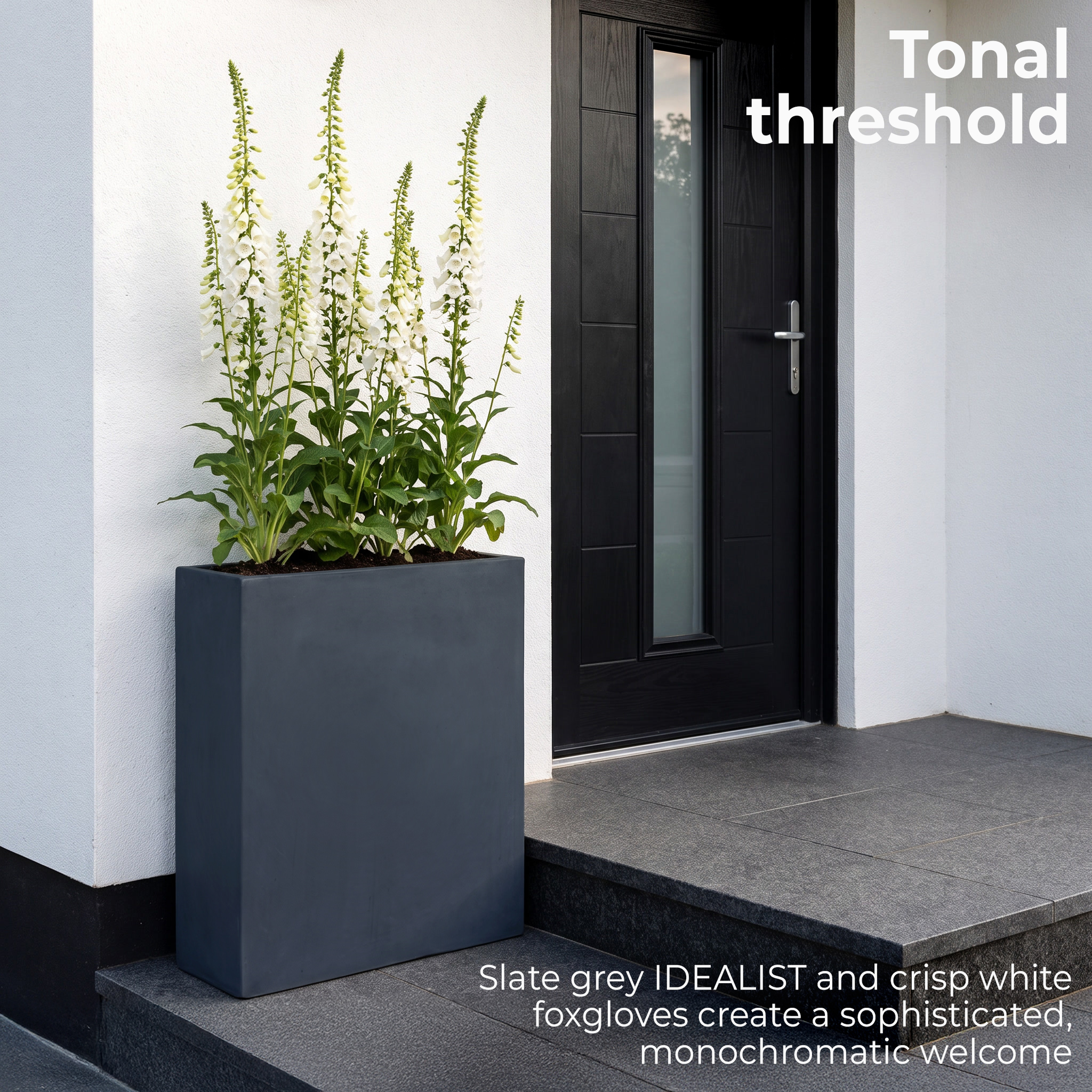 IDEALIST Lite Narrow Contemporary Light Concrete Trough Planter