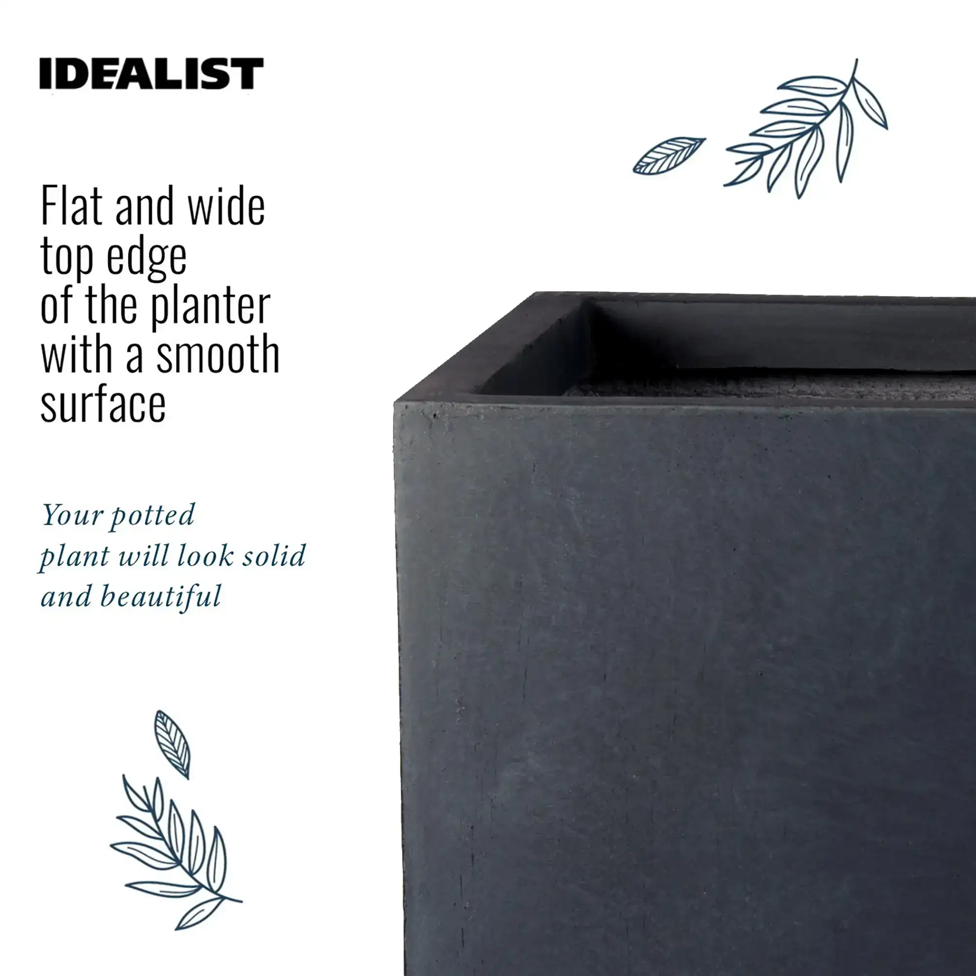 Set of 2 IDEALIST Lite Trough Garden Planters, Light Concrete Outdoor Large Plant Pots