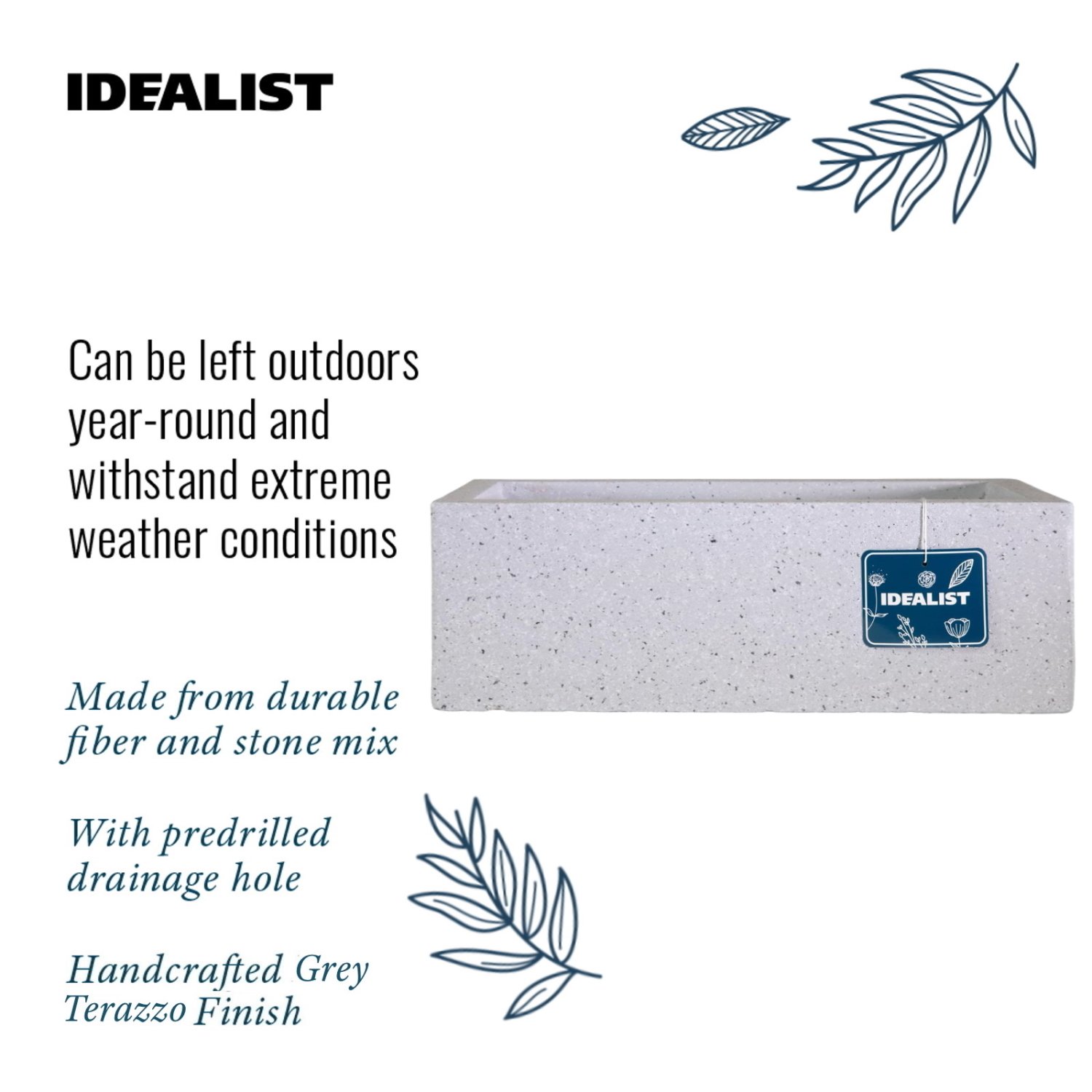 IDEALIST Lite Window Box Light Concrete Planter