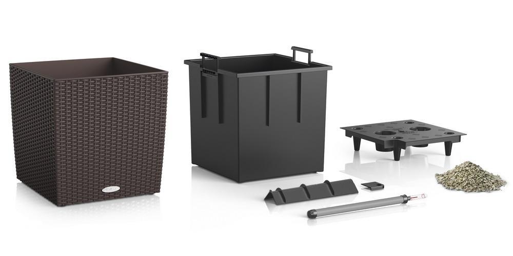 LECHUZA CUBE Cottage Square Poly Resin Self-watering Planter