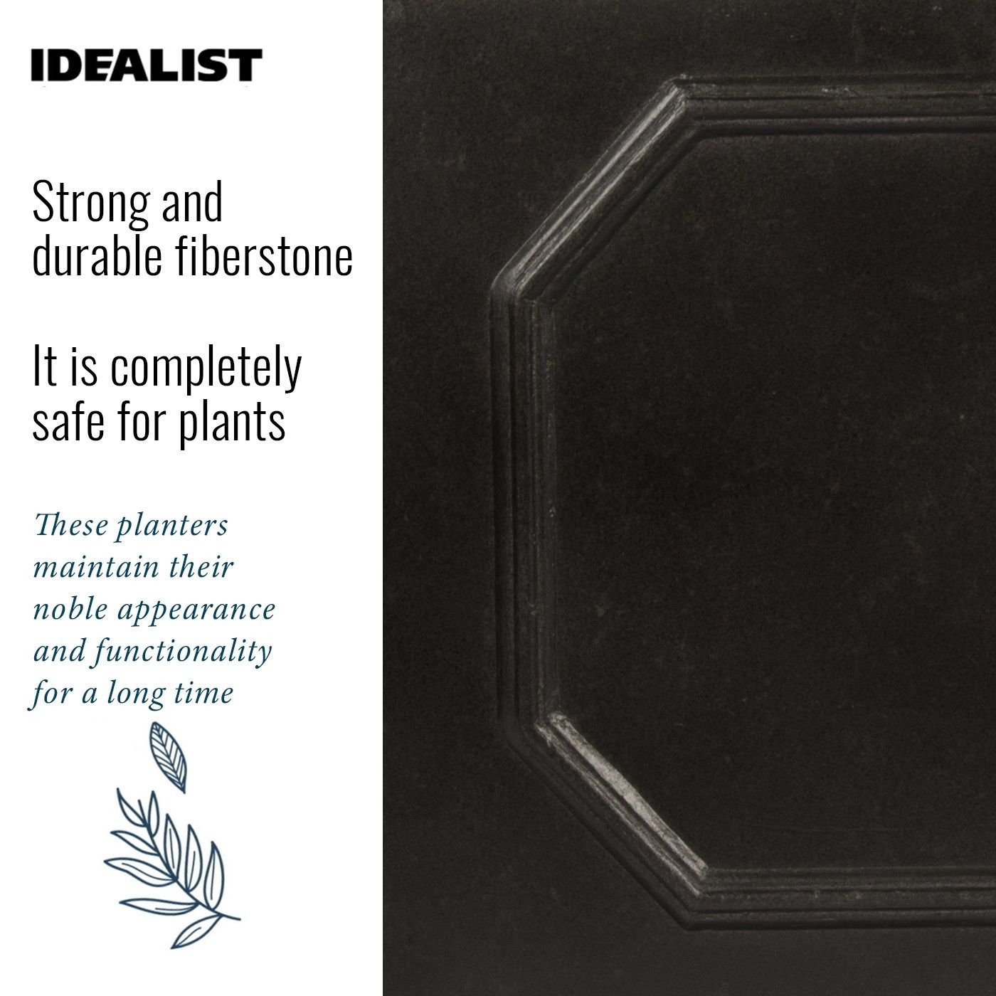 IDEALIST Lite Faux Lead Chelsea Box Square Light Concrete Planter