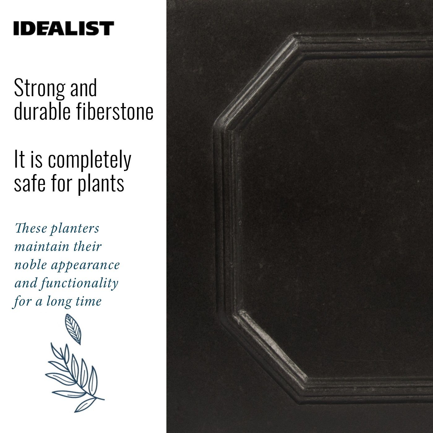 IDEALIST Lite Faux Lead Chelsea Box Square Light Concrete Planter