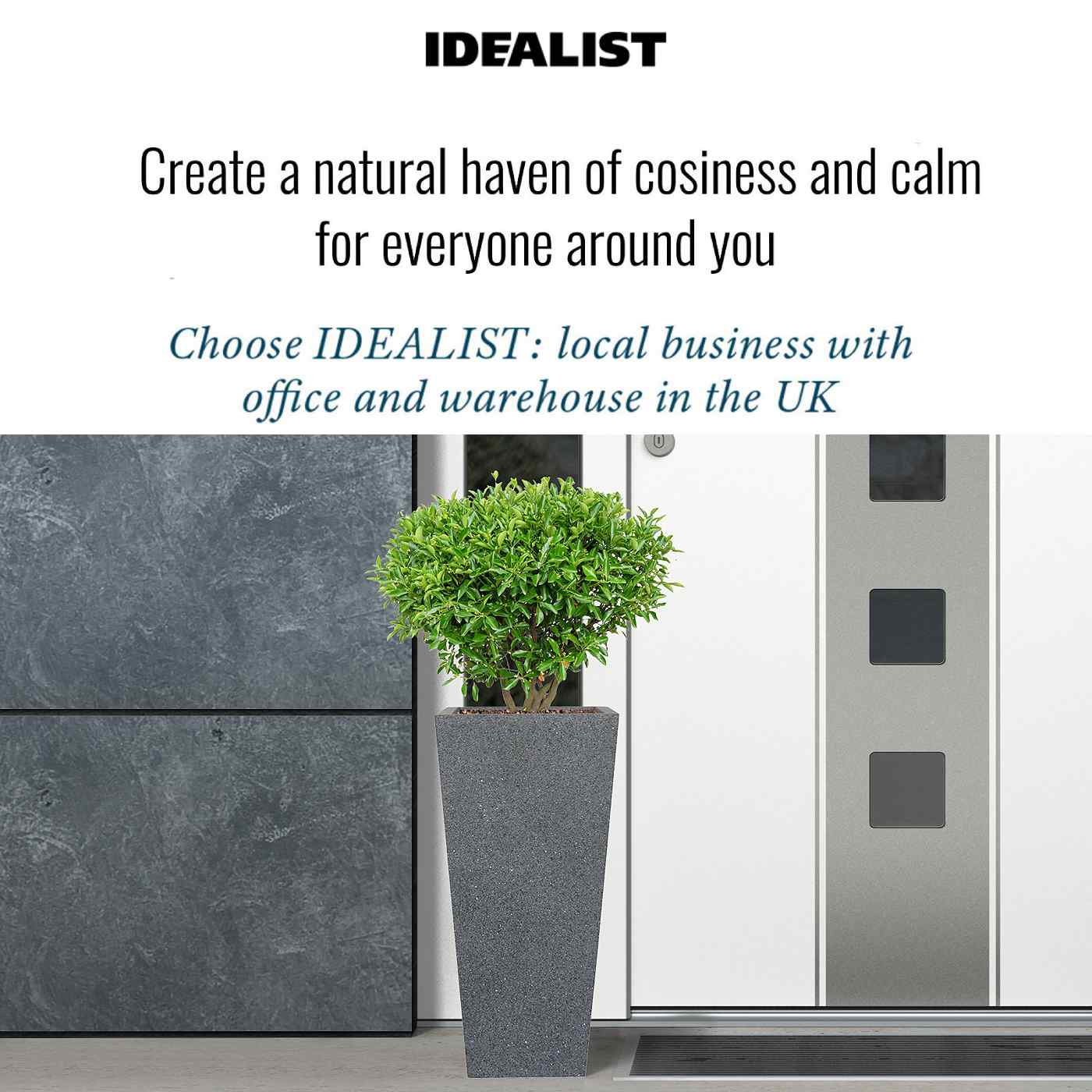IDEALIST Lite Textured Concrete Effect Tall Tapered Outdoor Planter