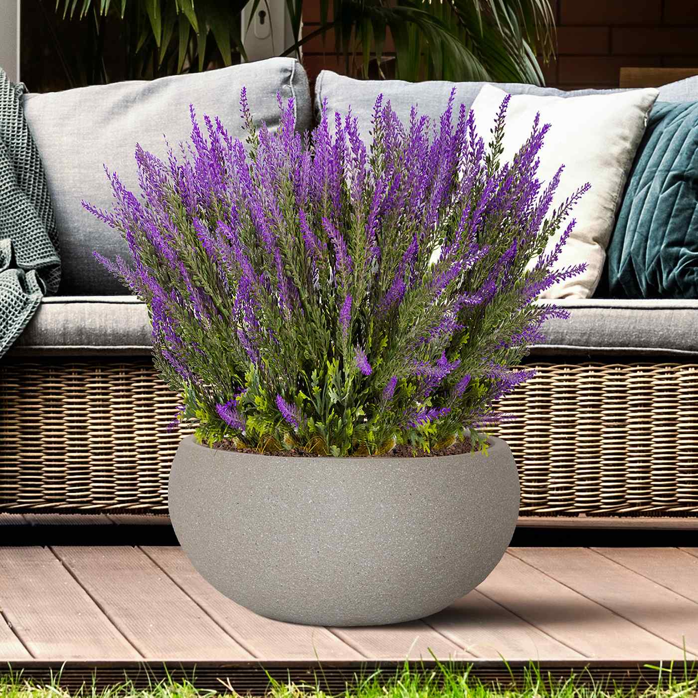IDEALIST Lite Textured Concrete Effect Bowl Outdoor Planter