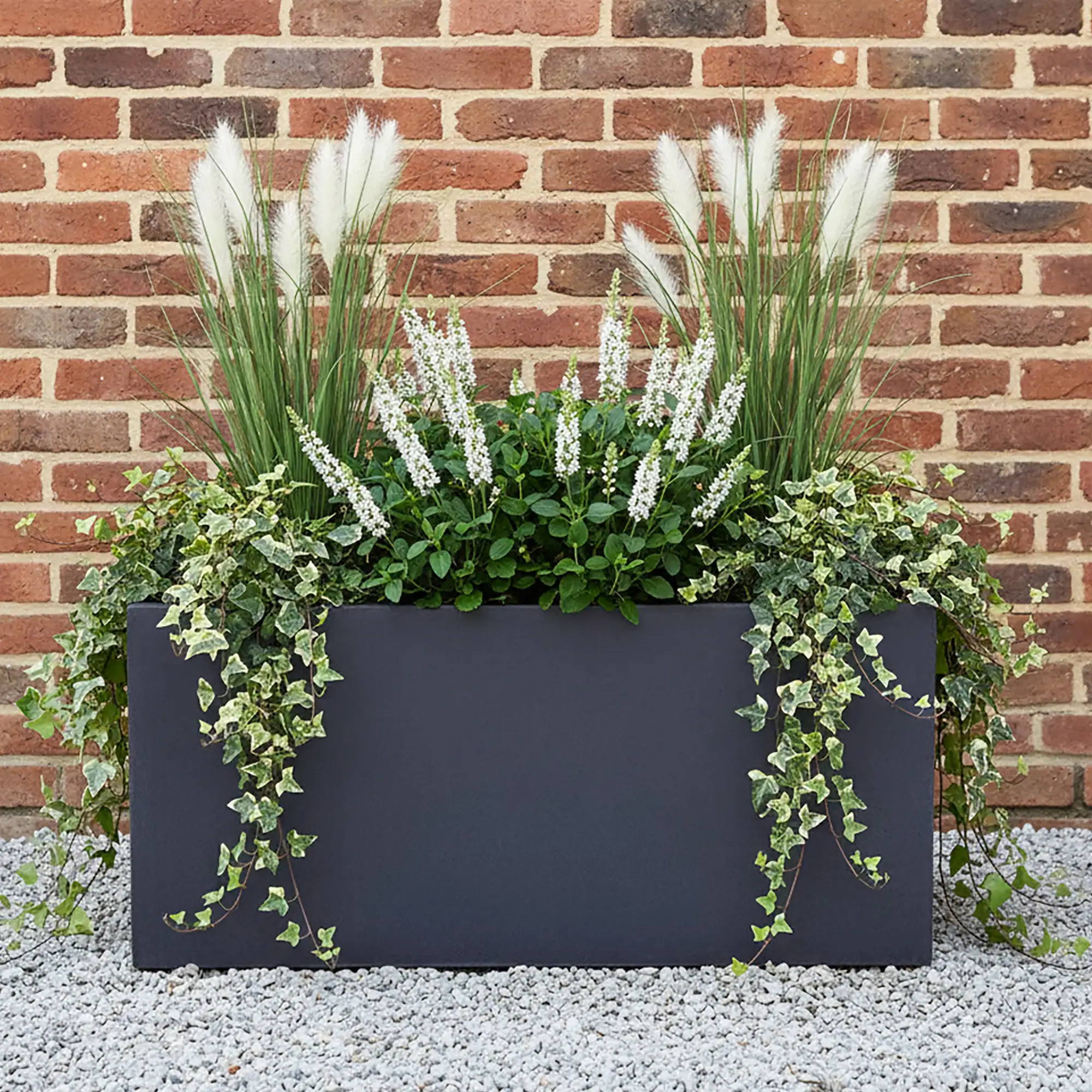Set of 2 IDEALIST Lite Trough Garden Planters, Light Concrete Outdoor Large Plant Pots