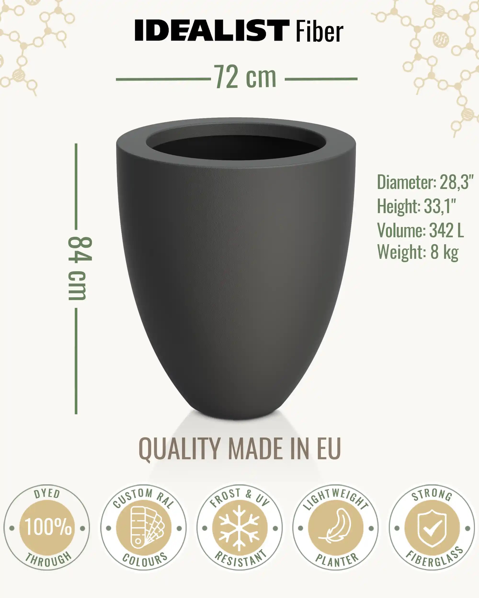 INTRO Tall Round Outdoor Fibreglass Planter