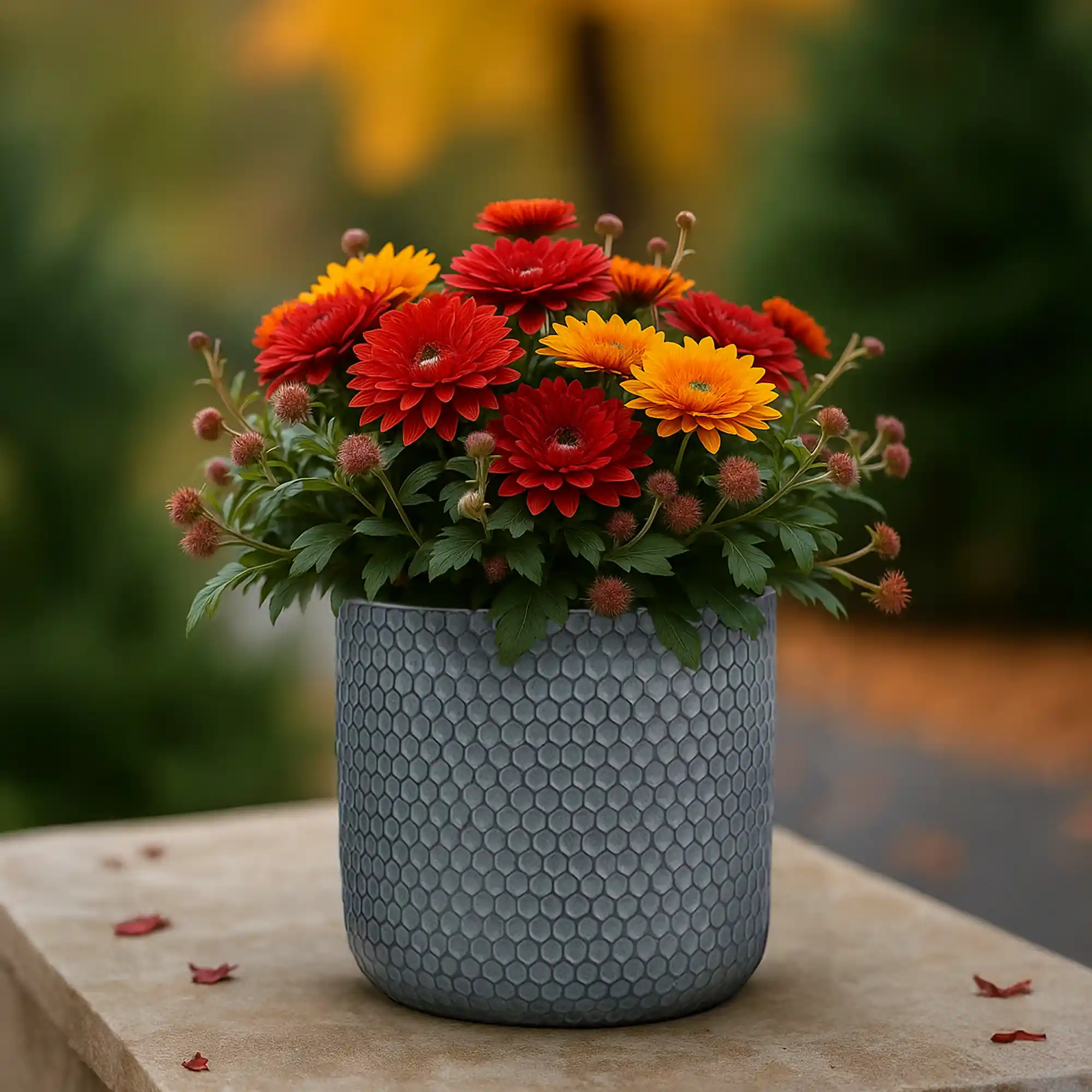 IDEALIST Lite Honeycomb Style Cylinder Round Outdoor Planter
