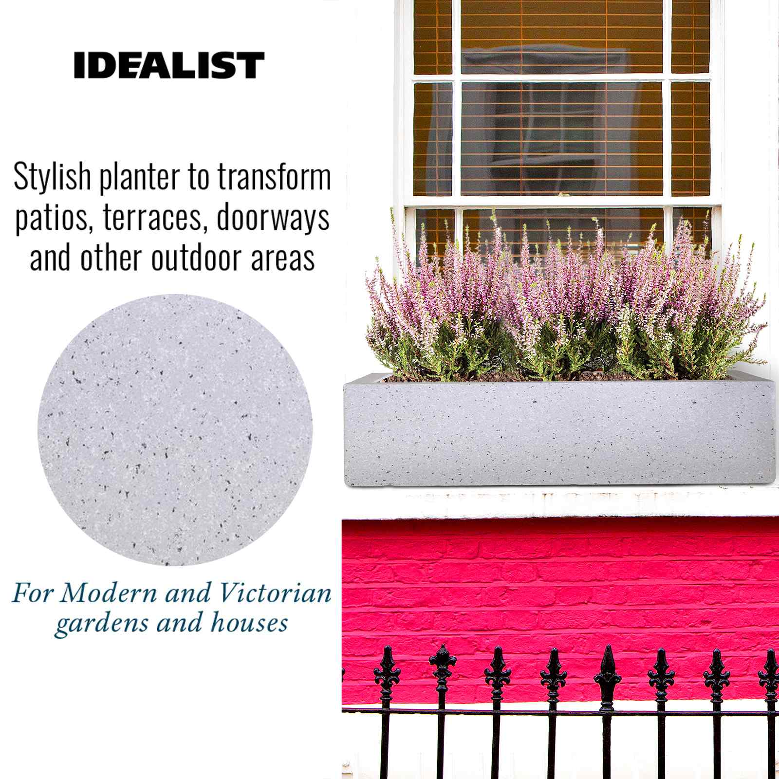 IDEALIST Lite Window Box Light Concrete Planter