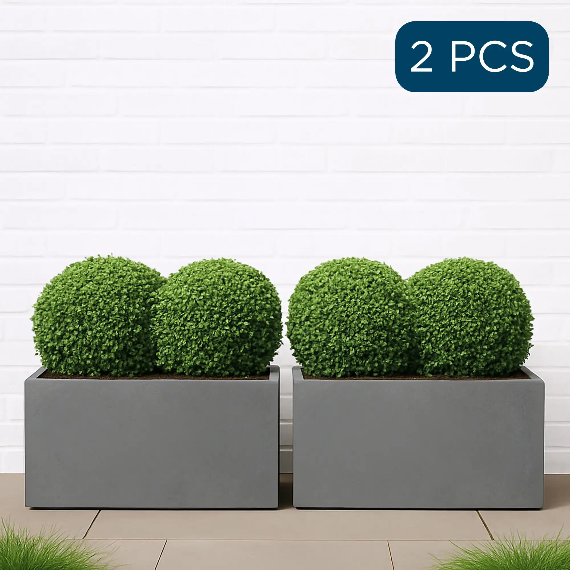 IDEALIST Lite Contemporary Light Concrete High Trough Planter Set
