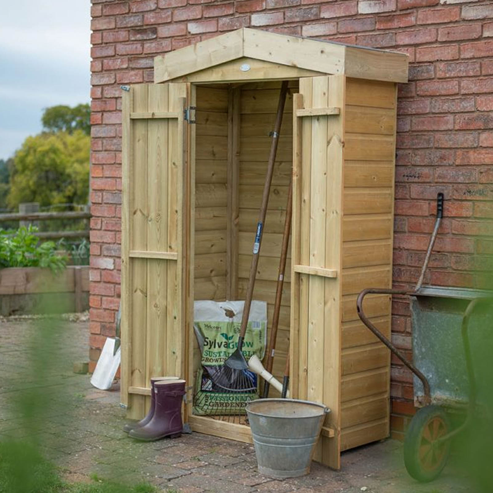 Installed Outdoor Pressure Treated Wooden Shiplap Apex Tall Garden Store by Forest Garden