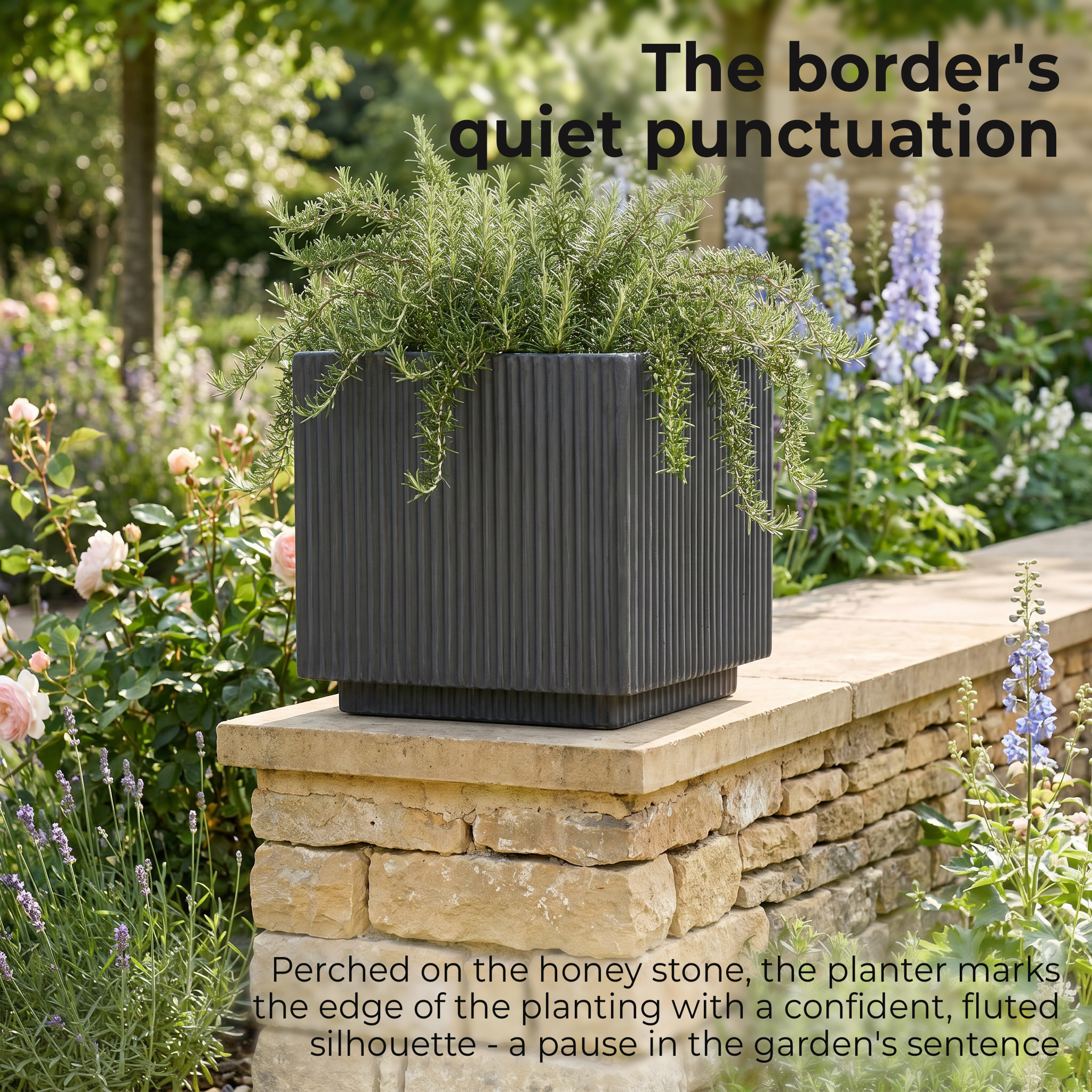 IDEALIST Lite Vertical Ribbed Square Effect Outdoor Planter