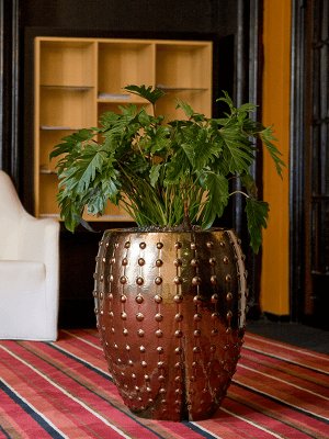 Ceramic Round Tall Bump Glossy Planter Pot In/Out