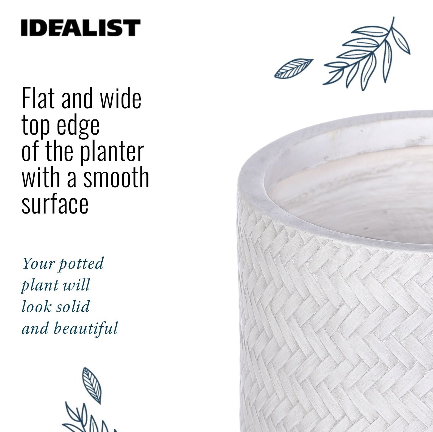 IDEALIST Lite Plaited Style Cylinder Planter on Legs, Round Pot Plant Stand Indoor