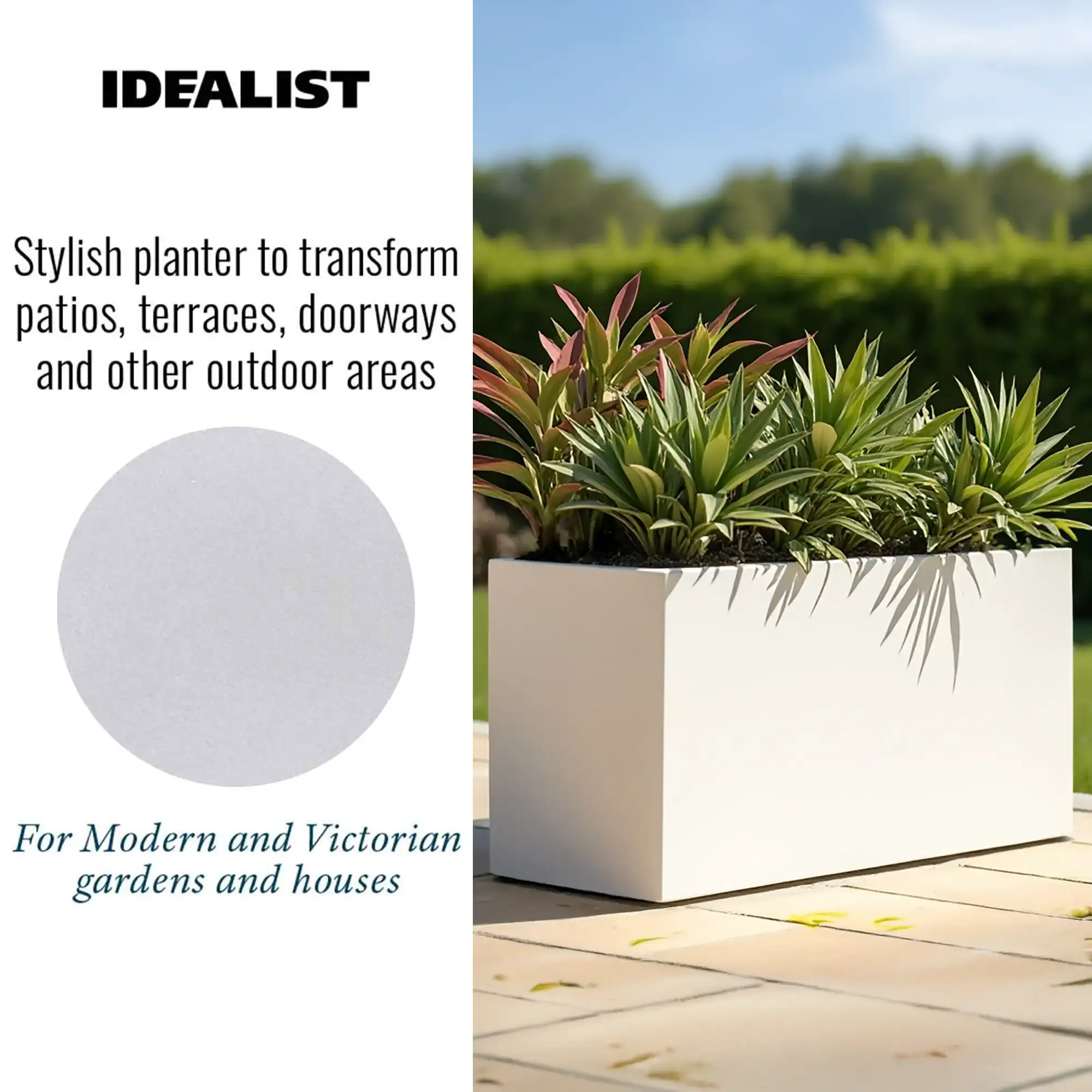 IDEALIST Lite Contemporary Light Concrete High Trough Planter