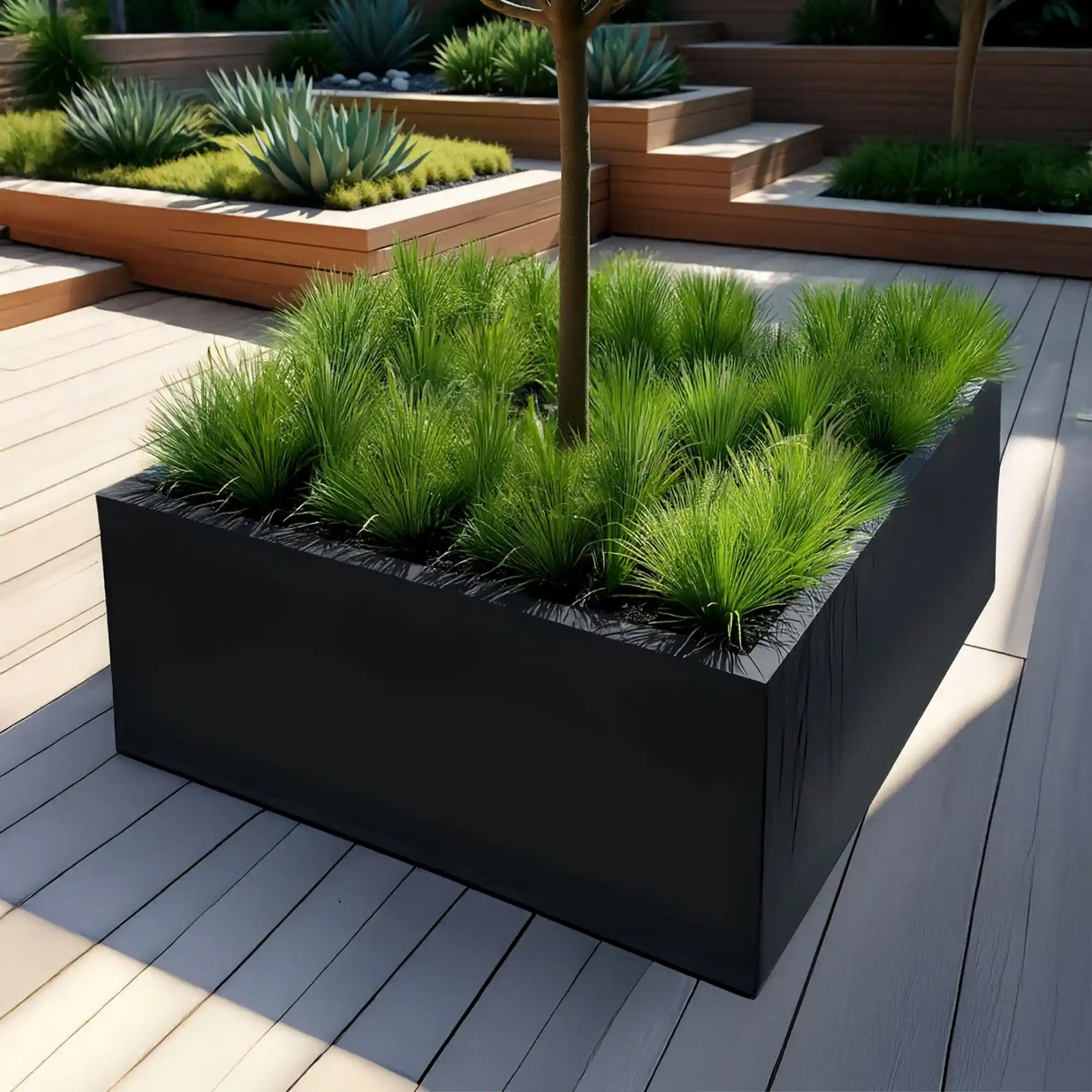 PURE Low Cube Outdoor Fiberglass Planter