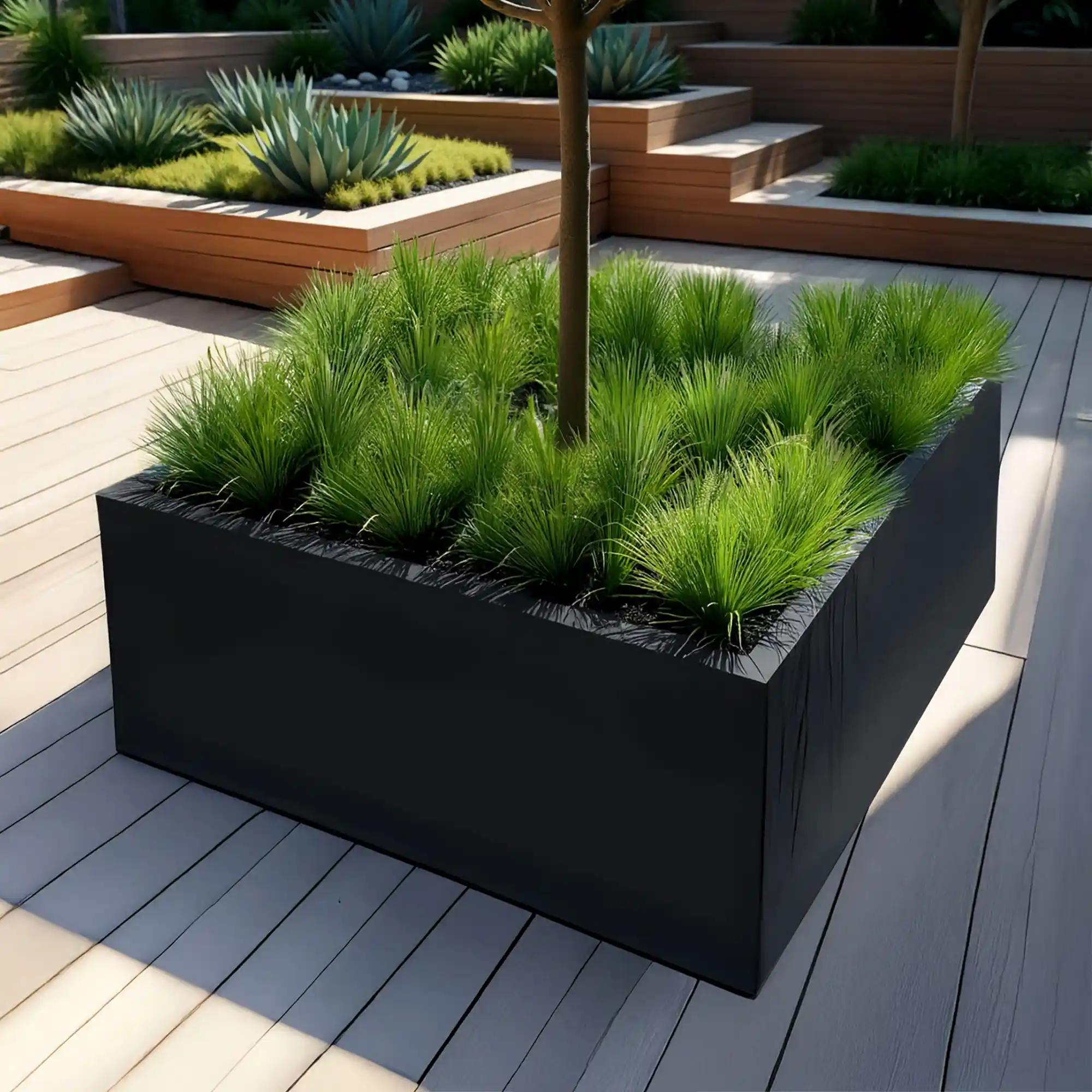 PURE Low Cube Outdoor Fiberglass Planter
