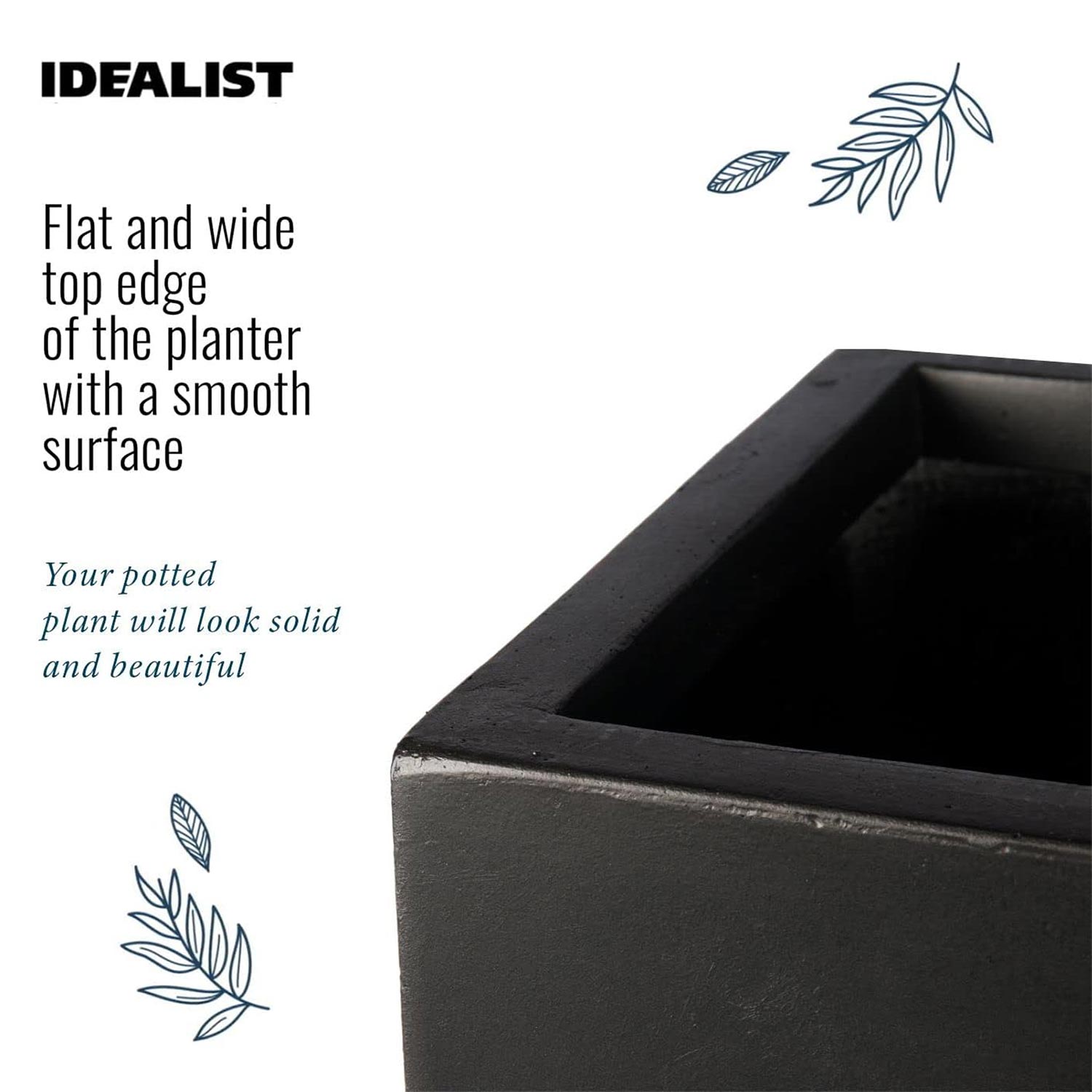 IDEALIST Lite Square Box Contemporary Light Concrete Planter