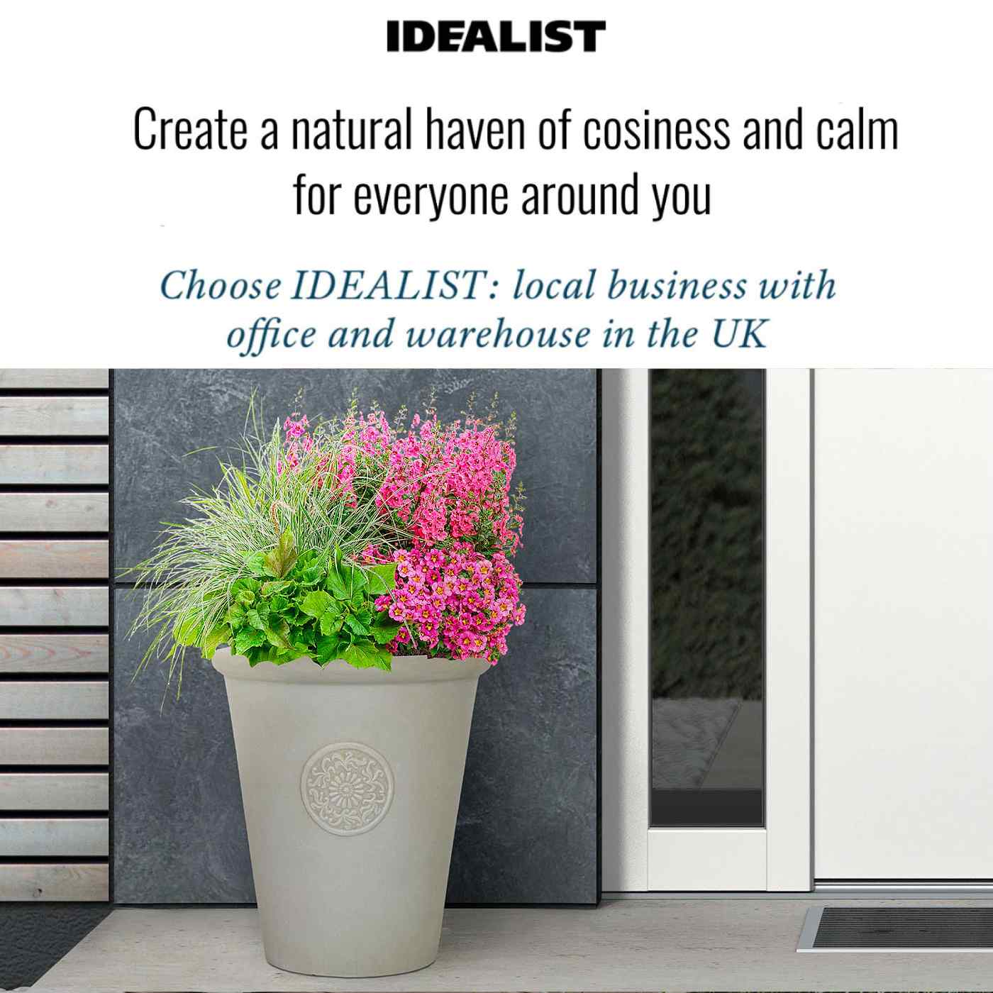 IDEALIST Lite Rustic Style Rolled Rim Vase Outdoor Planter