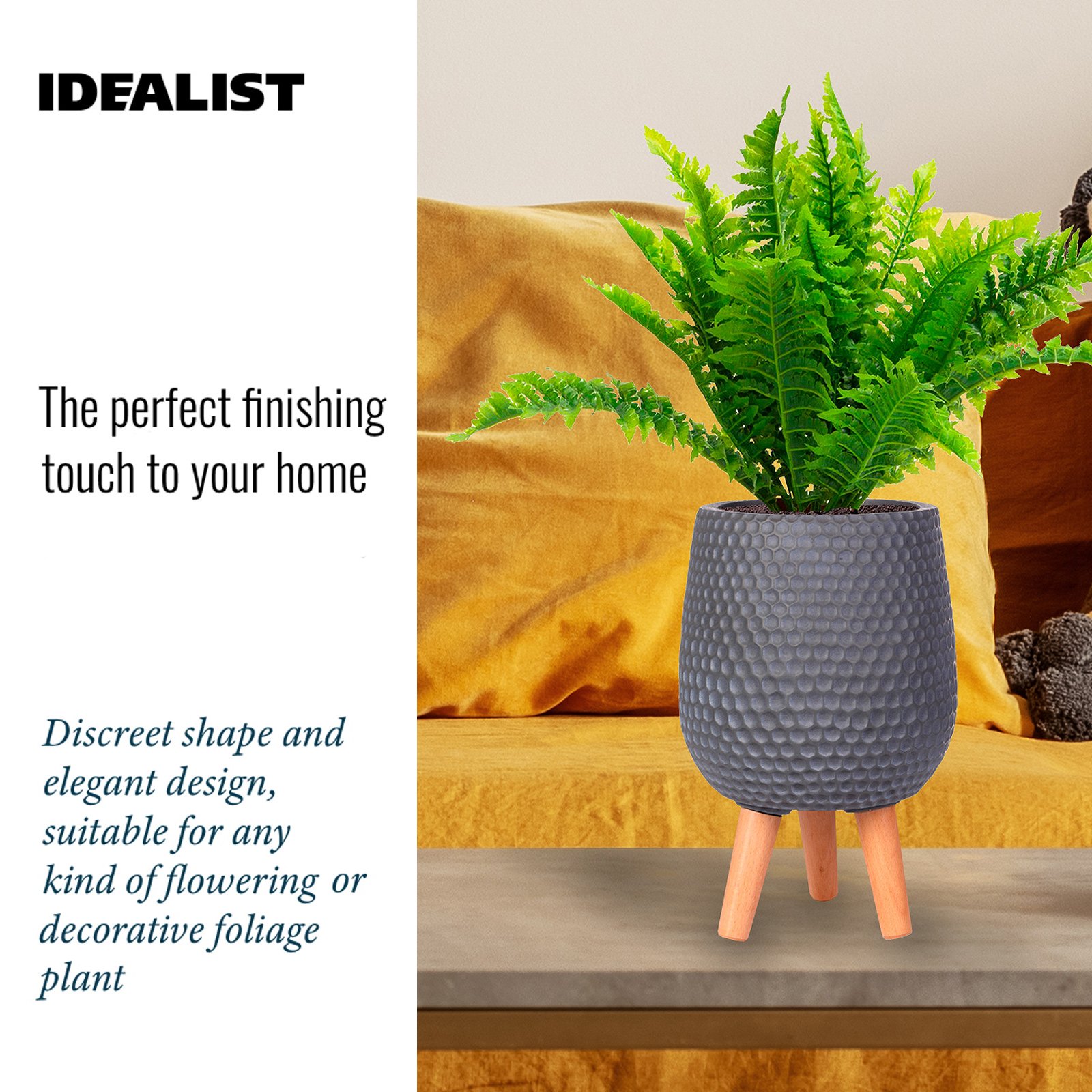IDEALIST Lite Honeycomb Style Egg Planter on Legs, Round Pot Plant Stand Indoor