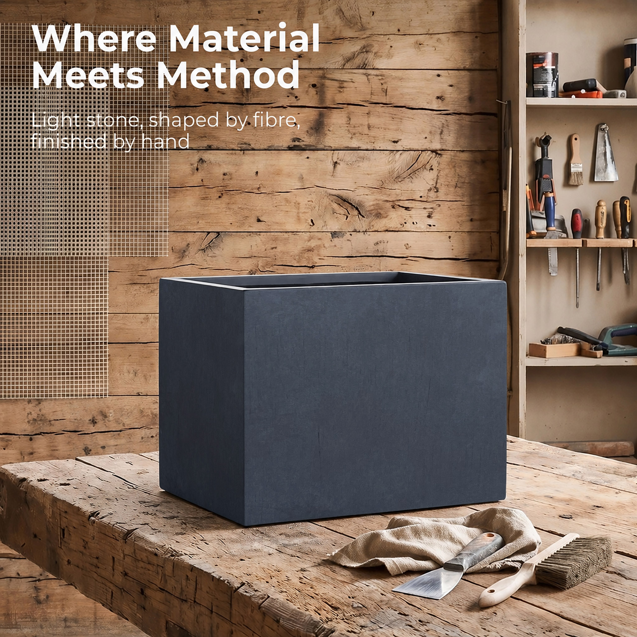 IDEALIST Lite Contemporary Light Concrete Trough Planter