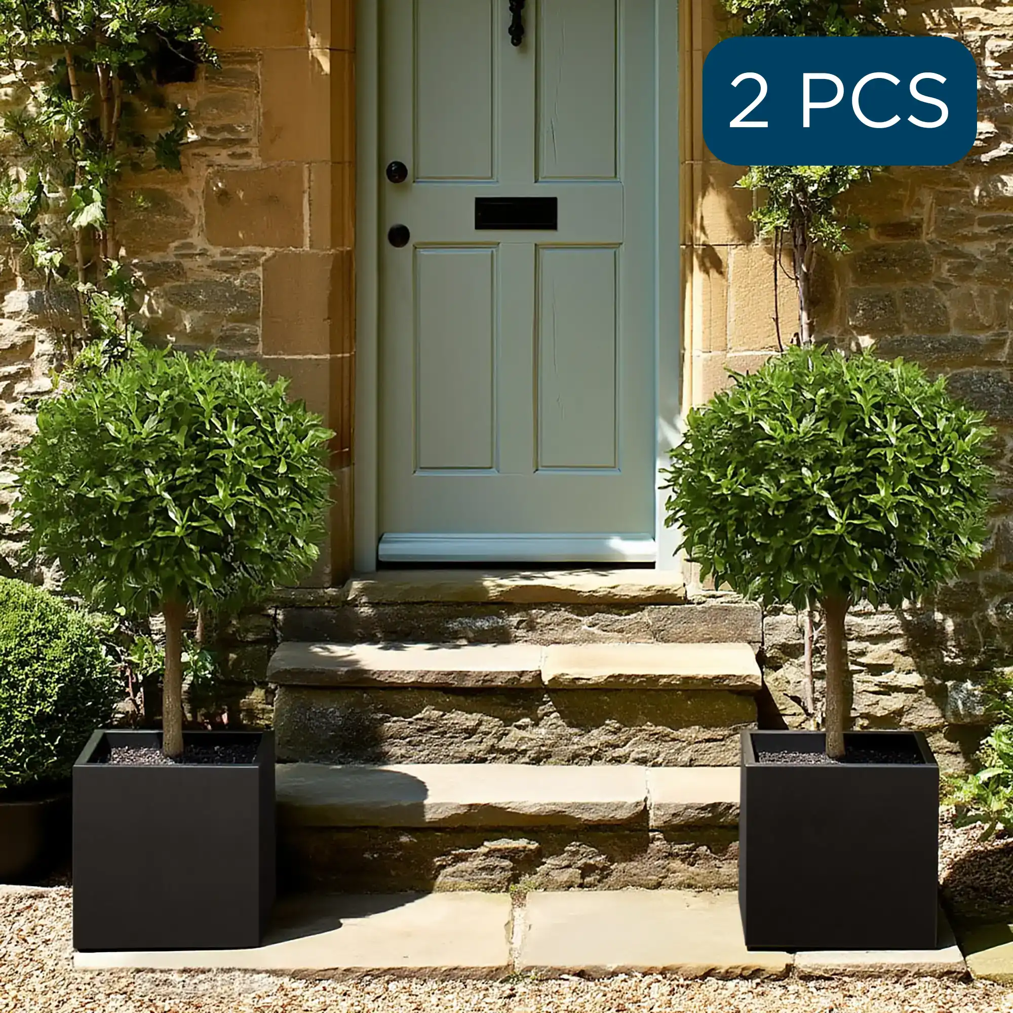 IDEALIST Lite Square Box Contemporary Light Concrete Planter Set