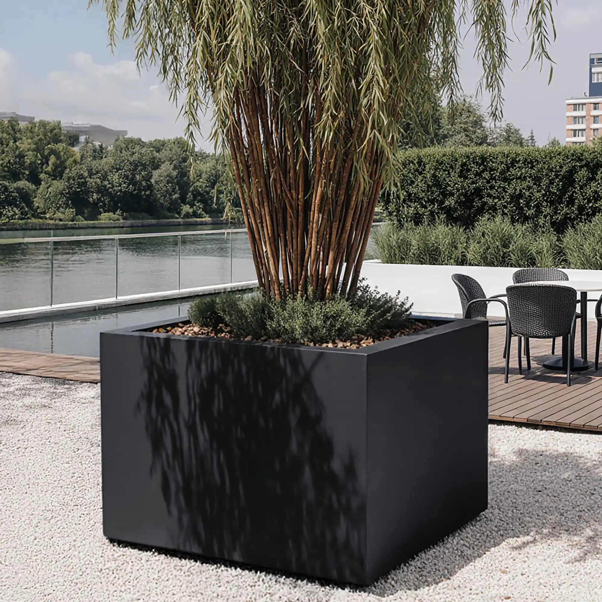 PURE Low Cube Outdoor Fiberglass Planter