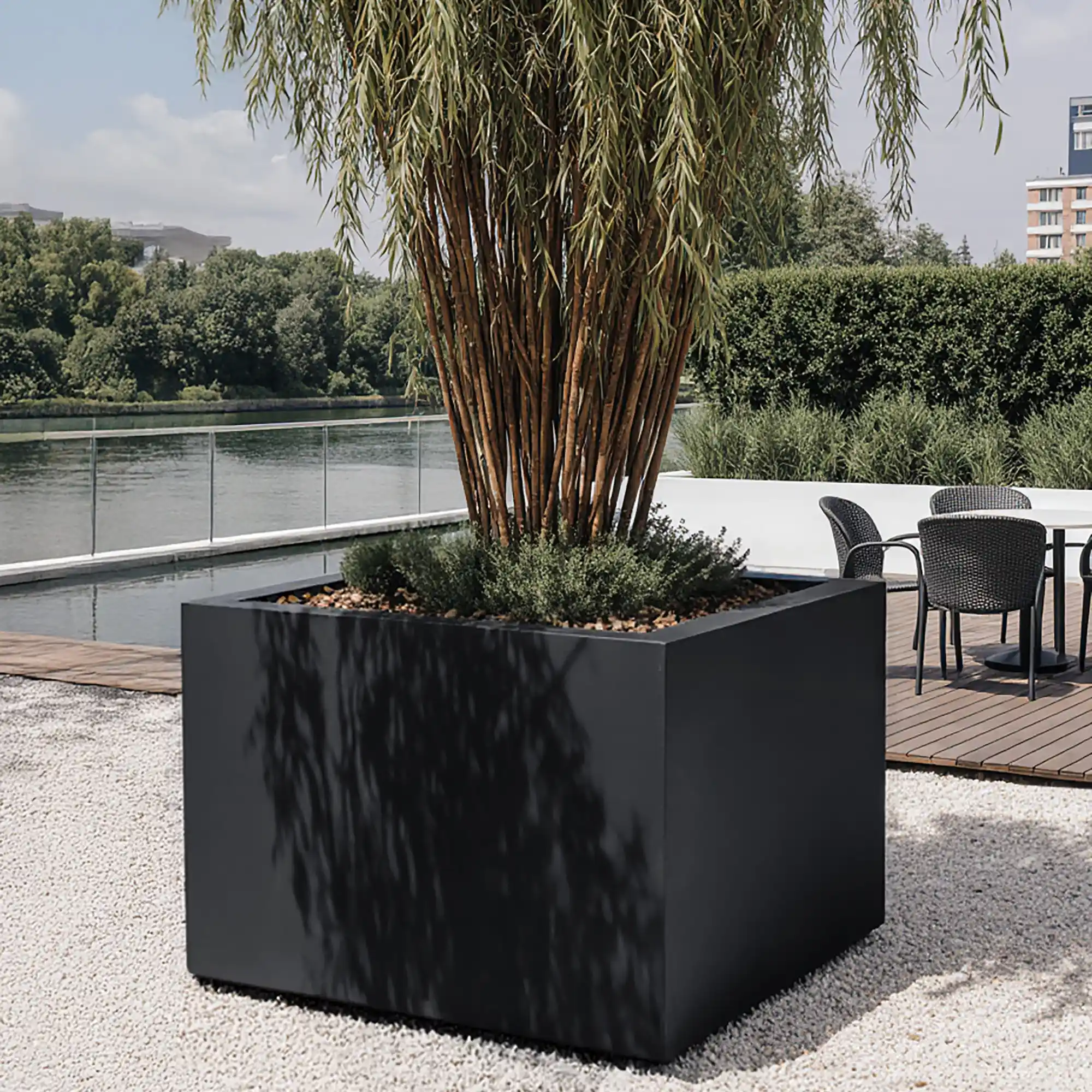 PURE Low Cube Outdoor Fiberglass Planter