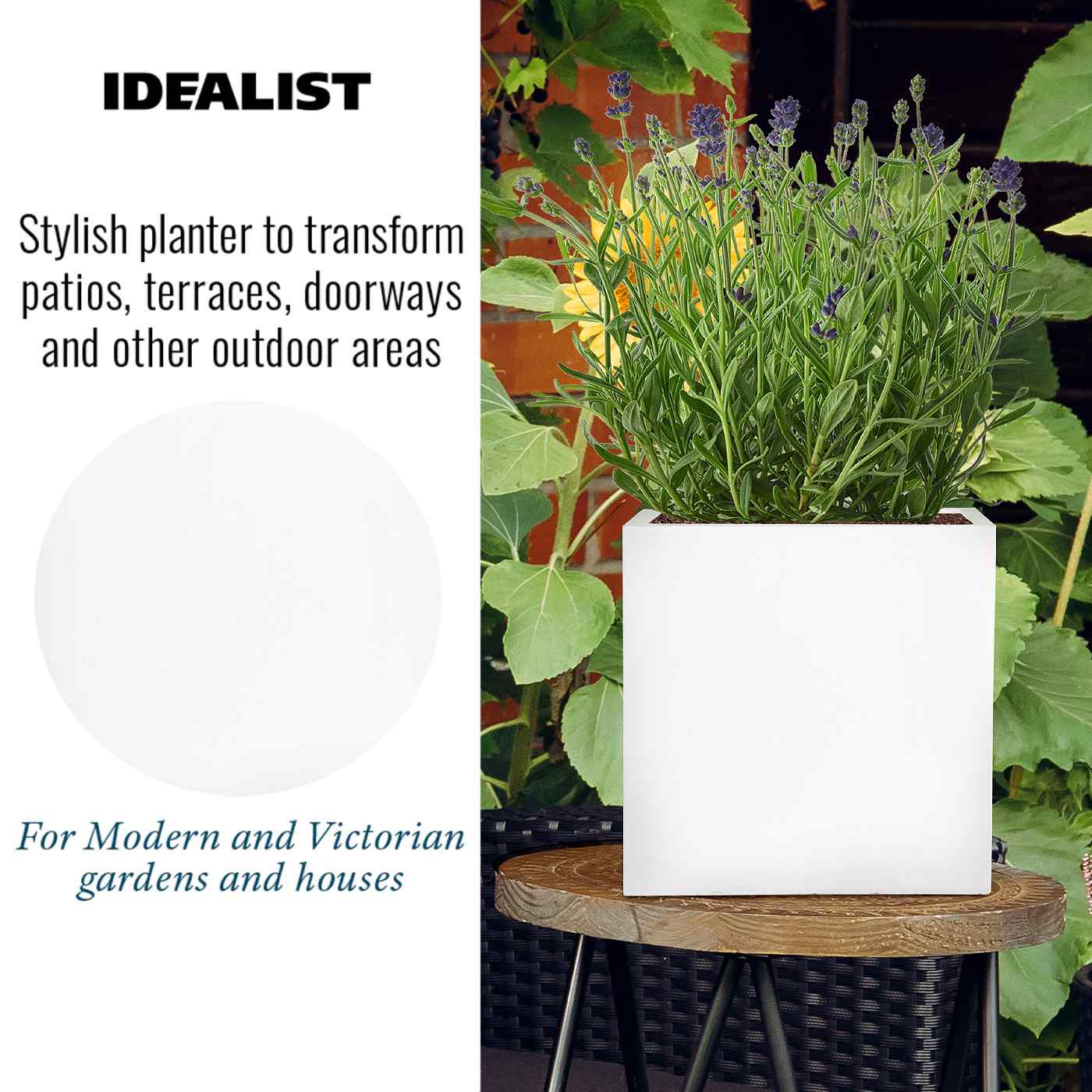 IDEALIST Lite Square Box Contemporary Light Concrete Planter