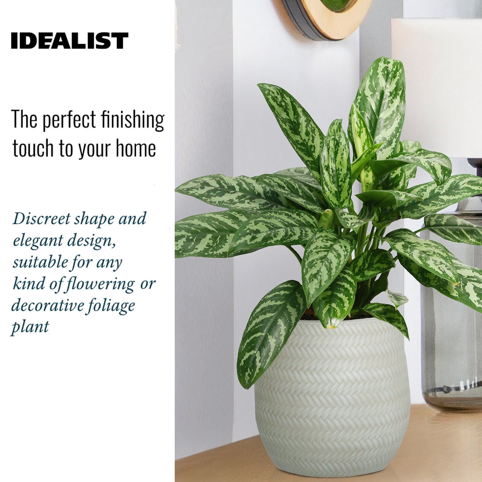 IDEALIST Lite Plaited Style Table and Hanging Plant Pot Dual Use Indoor Egg Planter
