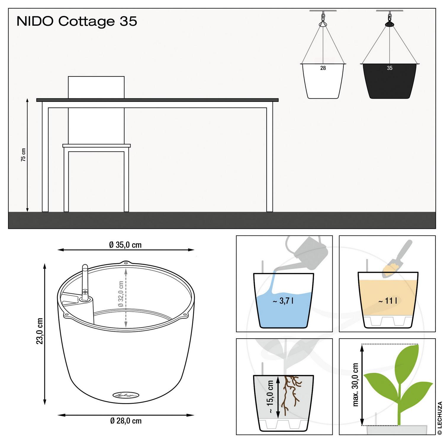 LECHUZA NIDO Cottage Round Poly Resin Outdoor Self-watering Planter
