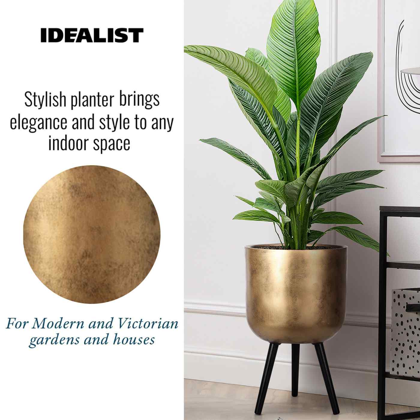 IDEALIST Lite Round Planter on Legs, Round Pot Plant Stand Indoor