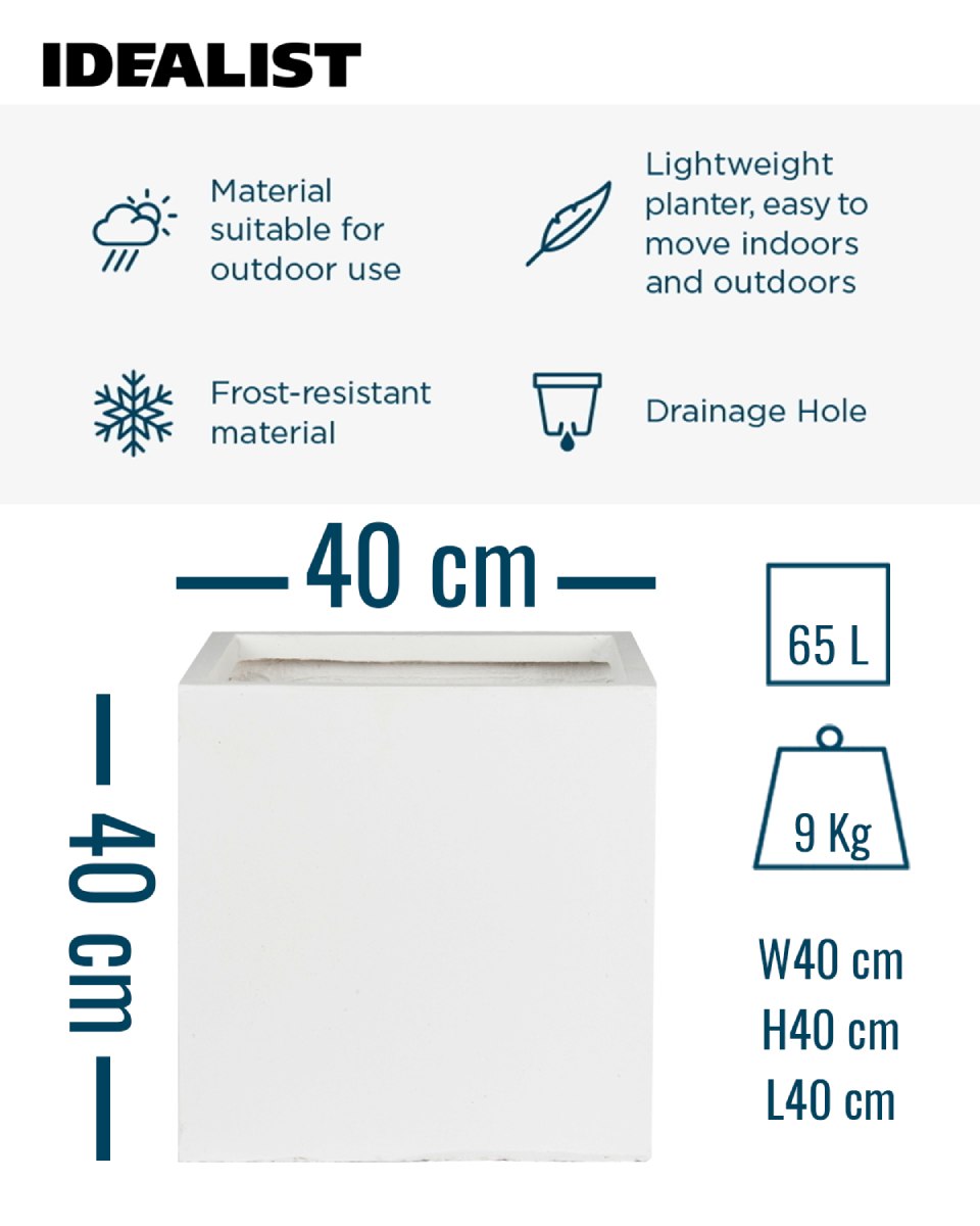 IDEALIST Lite Square Box Contemporary Light Concrete Planter