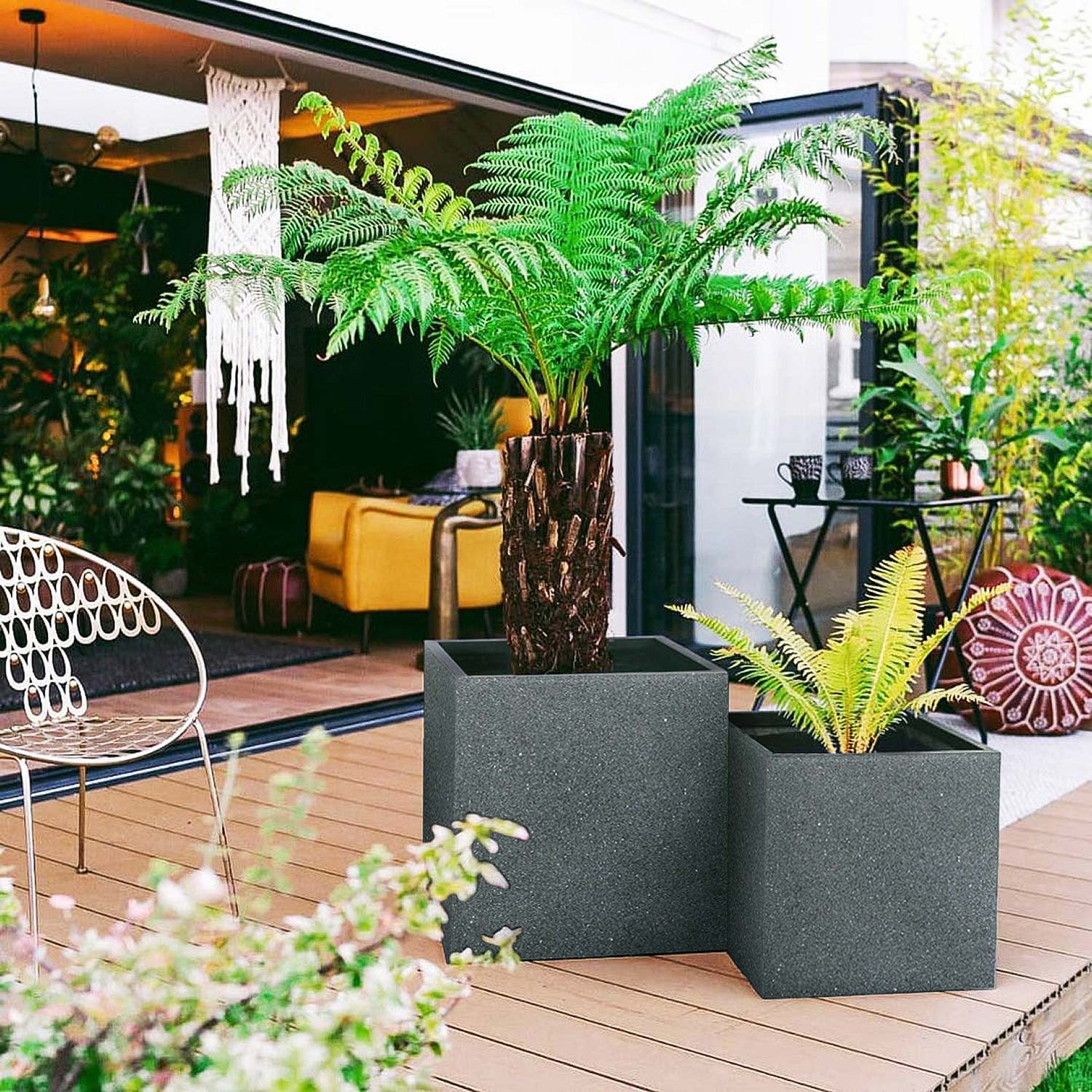 IDEALIST Lite Textured Concrete Effect Square Outdoor Planter