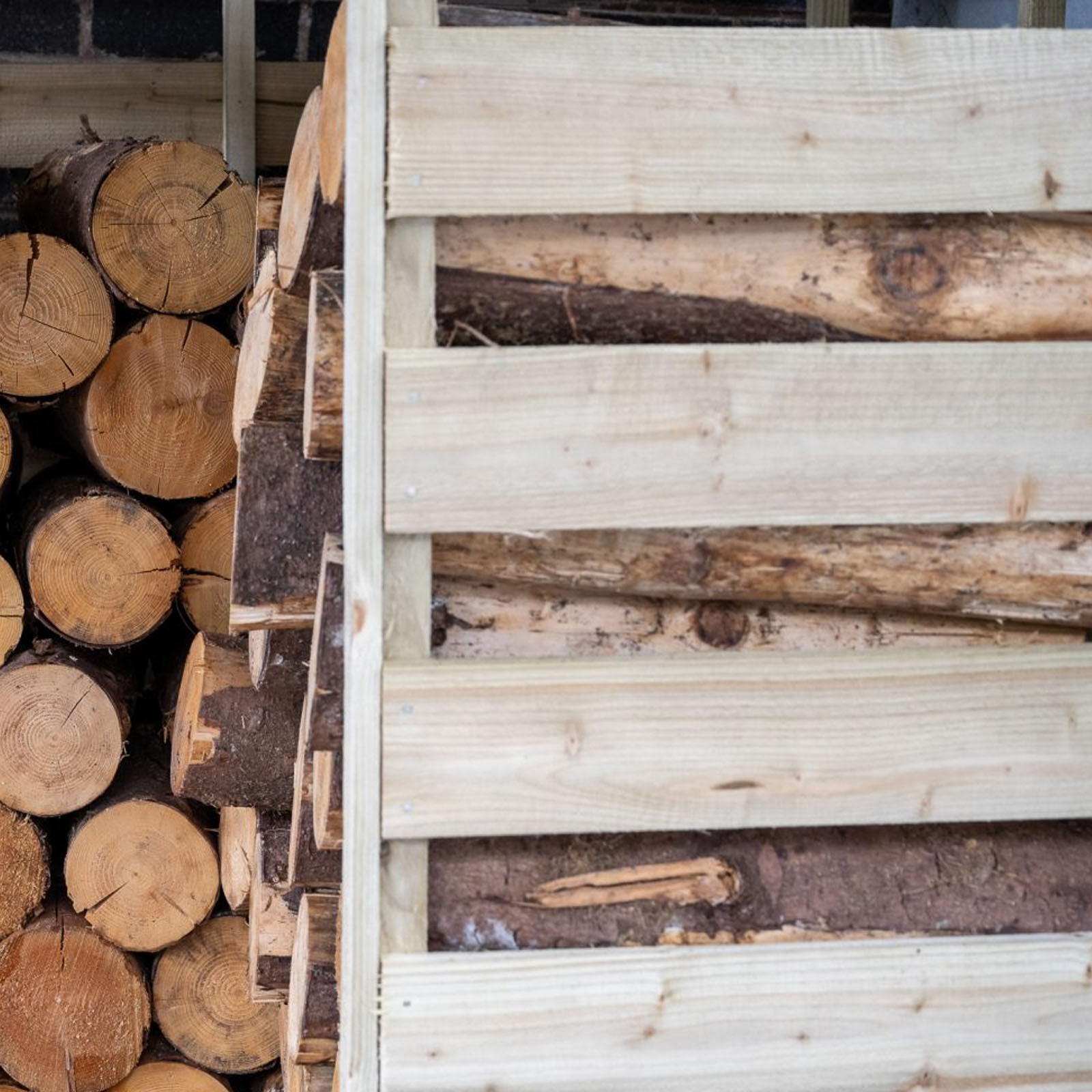 Outdoor Wooden Corner Log Store by Forest Garden