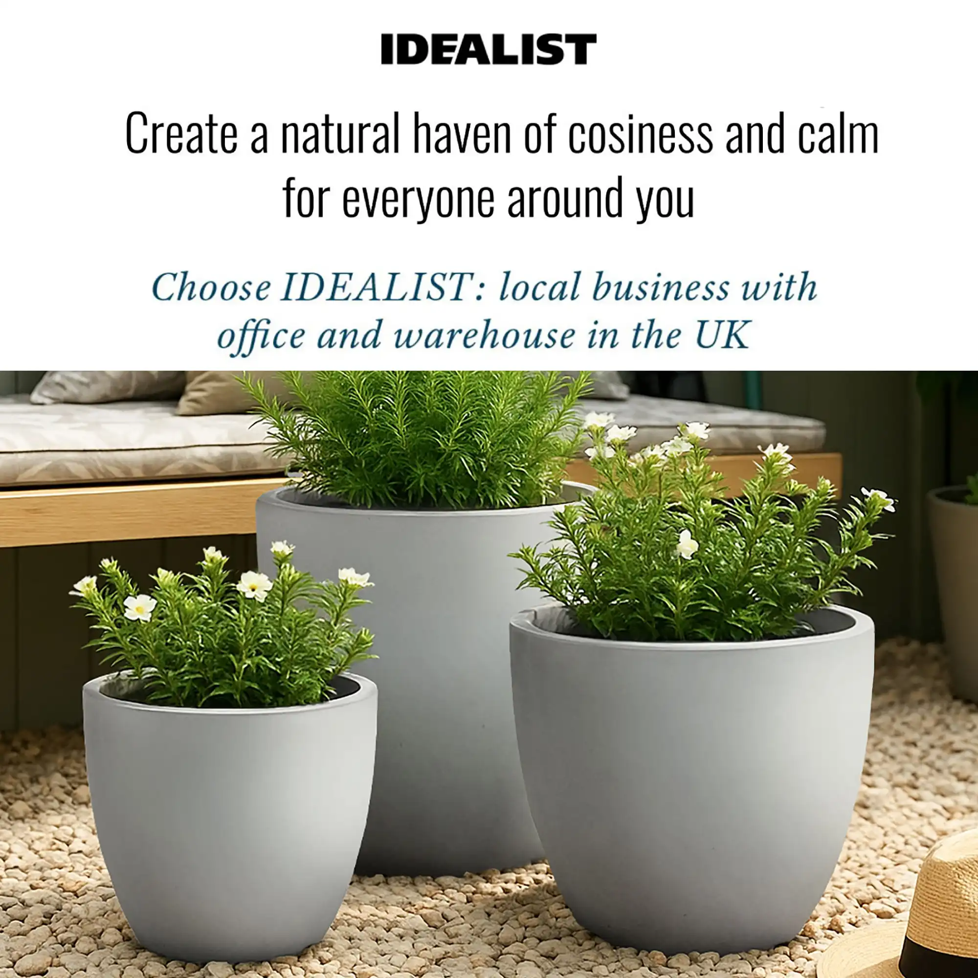 IDEALIST Lite Contemporary Light Concrete Egg Planter