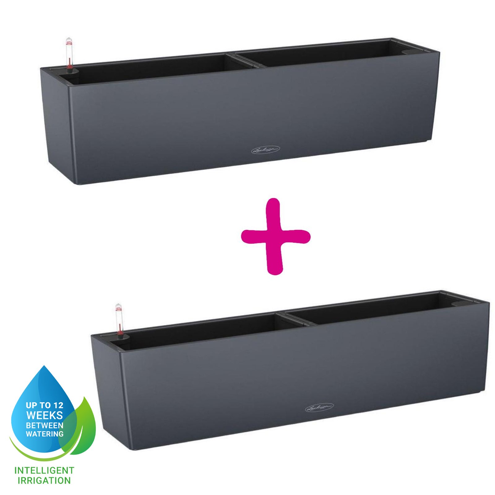 LECHUZA BALCONERA Color Trough Poly Resin Self-watering Planter Set