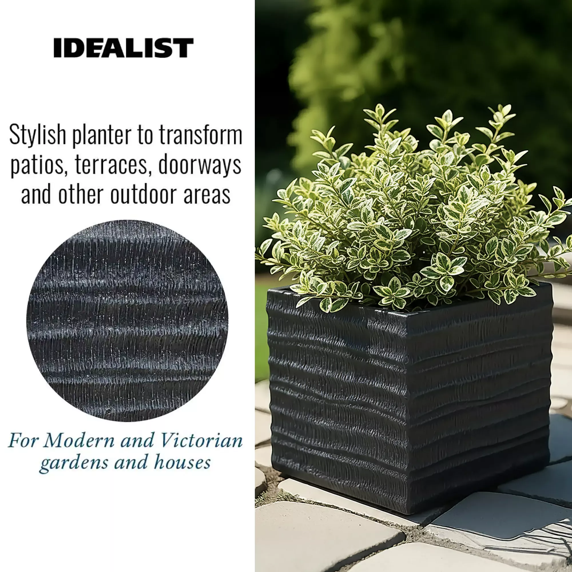 IDEALIST Lite Straw Ribbed Square Outdoor Planter