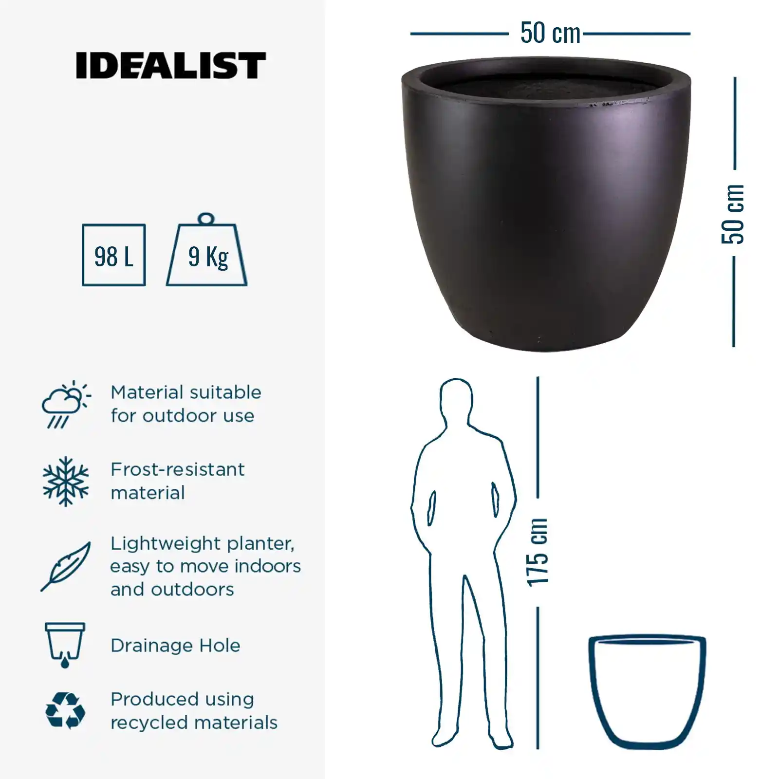 IDEALIST Lite Contemporary Light Concrete Egg Planter